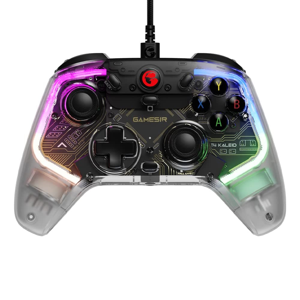 GameSir T4 Kaleid Transparent PC Controller, Wired Gaming Controller for PC/Switch/Android TV Box, Plug and Play Gamepad Joystick with Hall Effect Sticks/Analog Triggers, 3.5mm Audio Jack
