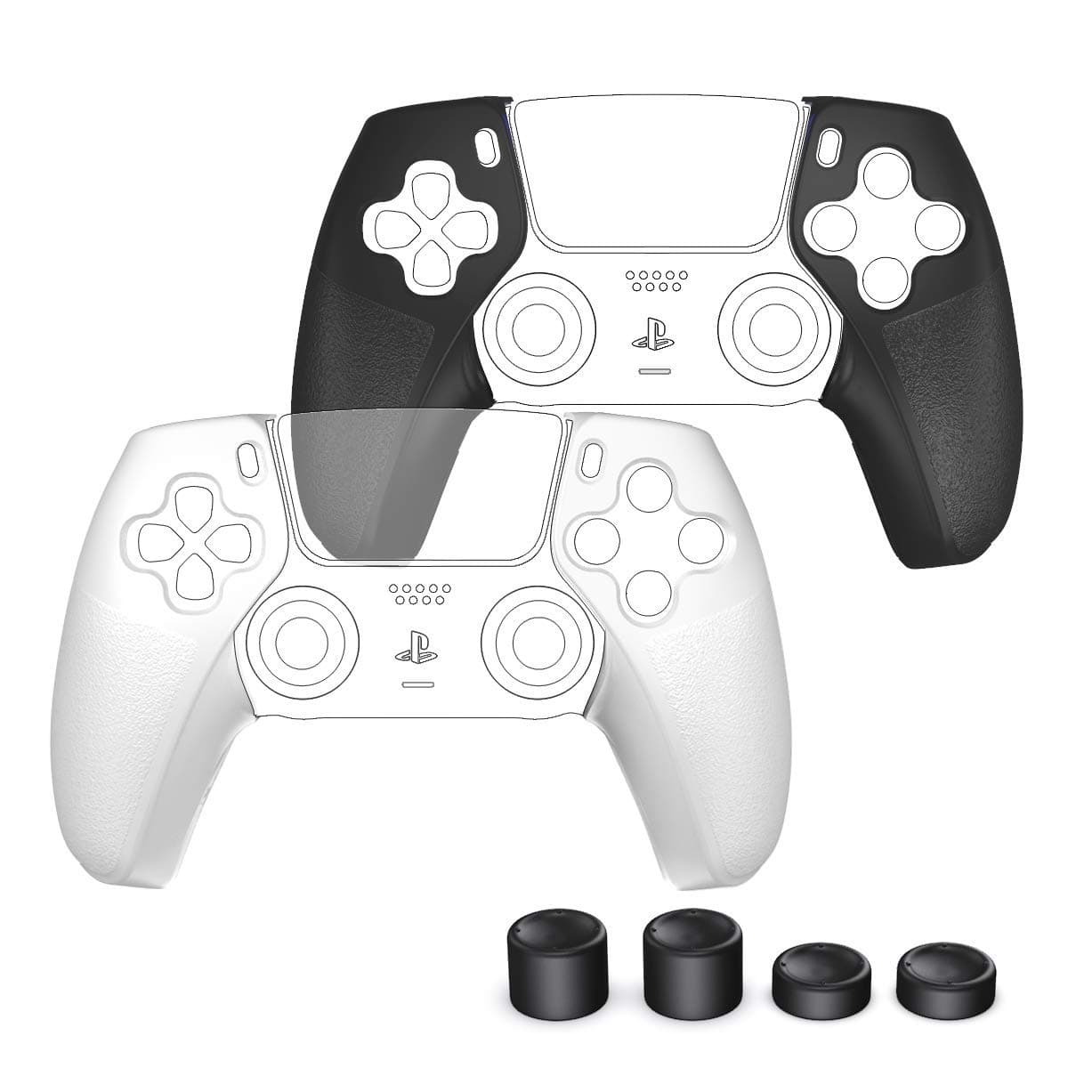 OIVO PS5 Controller Grips Case Cover with 4 Thumb Grips for PlayStation 5 Controller (Black Silicone, 2 Pairs)