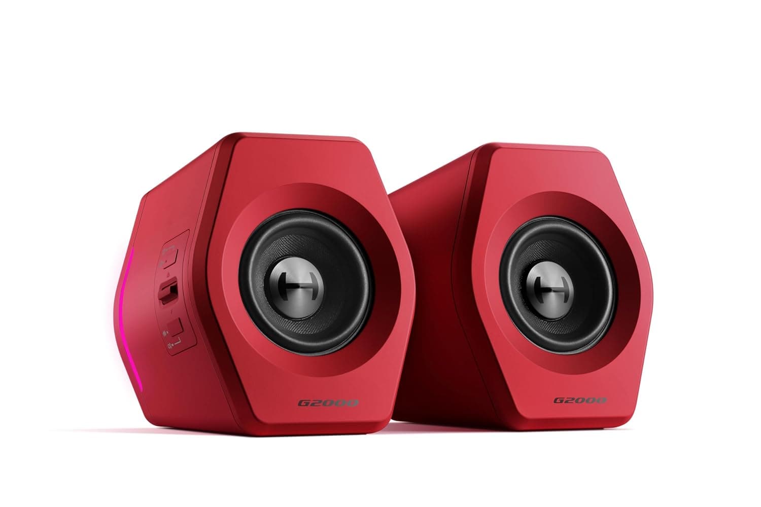 HECATE G2000 Gaming Bluetooth Speakers for Desktop/PC, 2.75″ Drivers, 32W RMS, 12 RGB Effects, USB Sound Card, 3.5mm AUX Inputs, Red