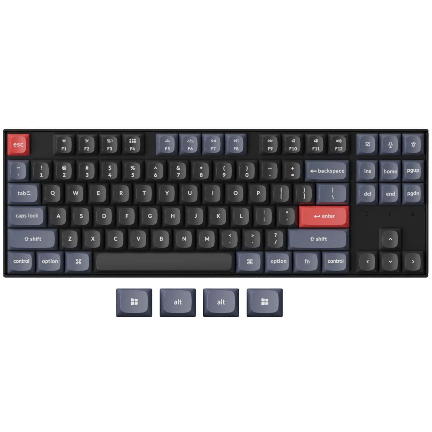 Keychron K8 Pro QMK/VIA Wireless Mechanical Keyboard, Hot-Swappable TKL Custom Programmable Macro Wired Keyboard with Gateron G Pro Blue Switch, White Backlit, PBT Keycaps for Mac Windows Linux