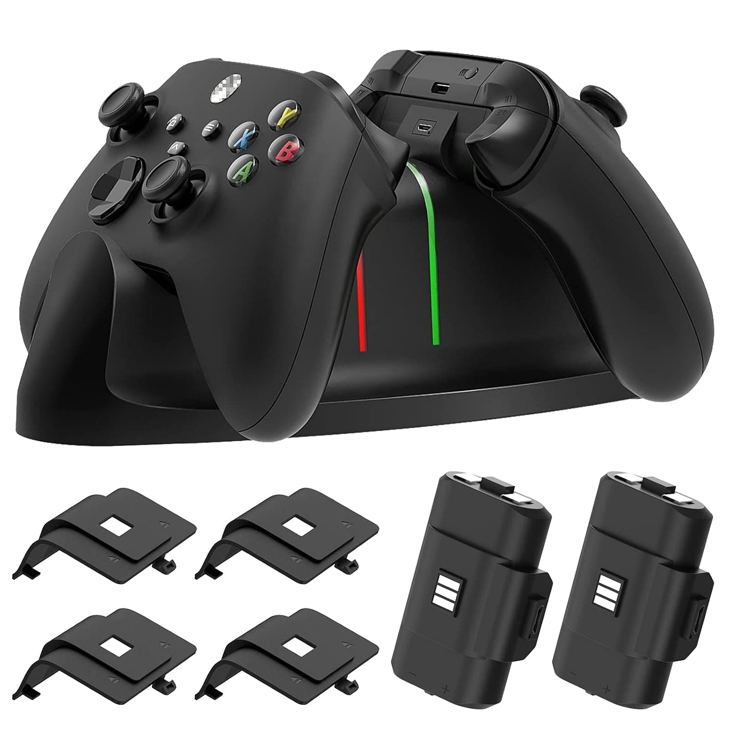 Charger Stand for Xbox Series X/S,for Xbox-one/S/X/Elite Controller,MENEEA Fast Dual Charging LED Indicator Dock Station Accessories with 2 Rechargeable Battery and Cover with Charging Cable