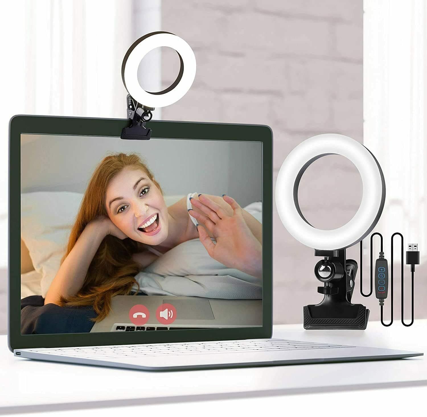 Video Conference Lighting Kit,3200k-6500K Dimmable Led Ring Lights Clip on Laptop Monitor for Selfie/YouTube Video/TikTok/Self Broadcasting/Live Streaming/Webcam Lighting/Zoom Lighting/Remote Working