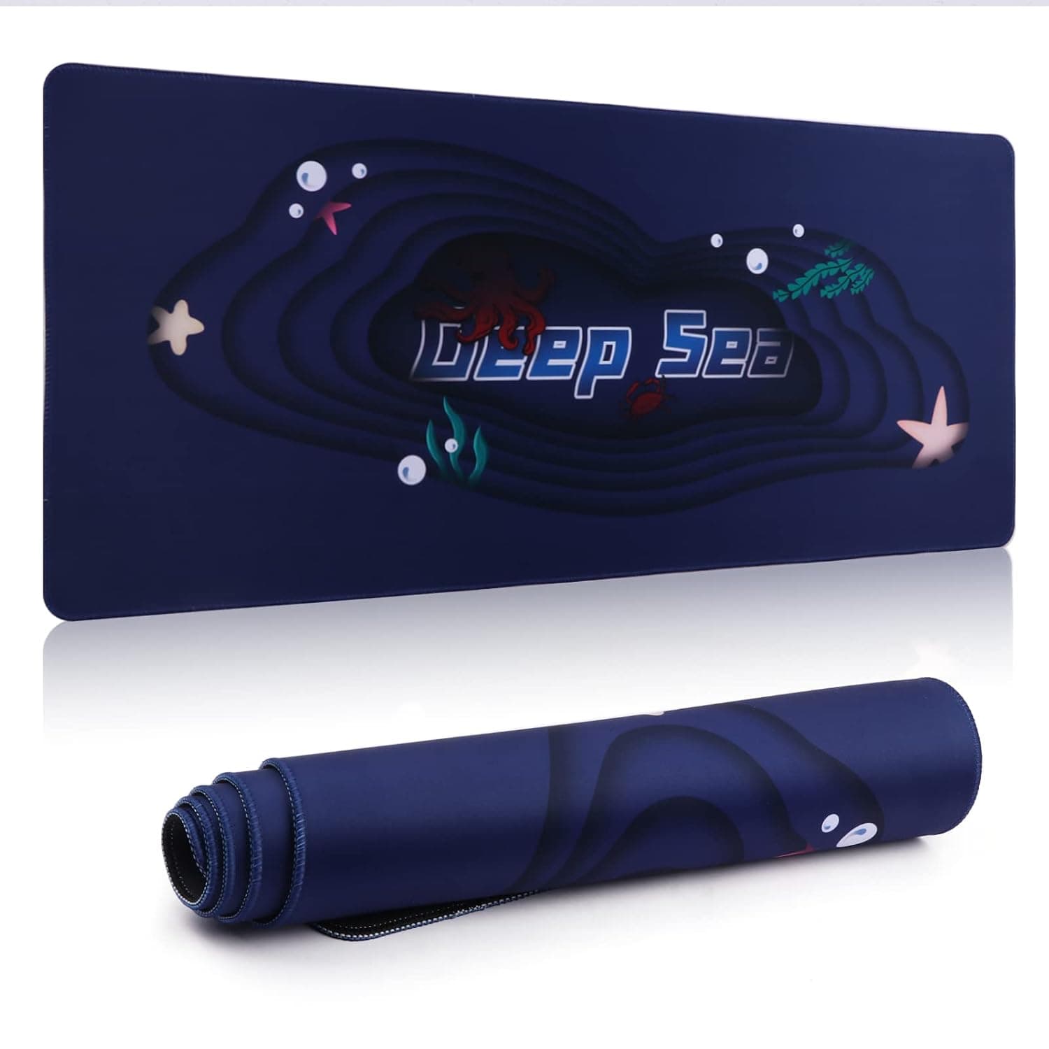 EPOMAKER Deep Sea Desk Mat Mouse Pad with Stitched Edges, Non-Slip Rubber Bottom, Cloth Top for Mechanical Computer Keyboard, Home Office