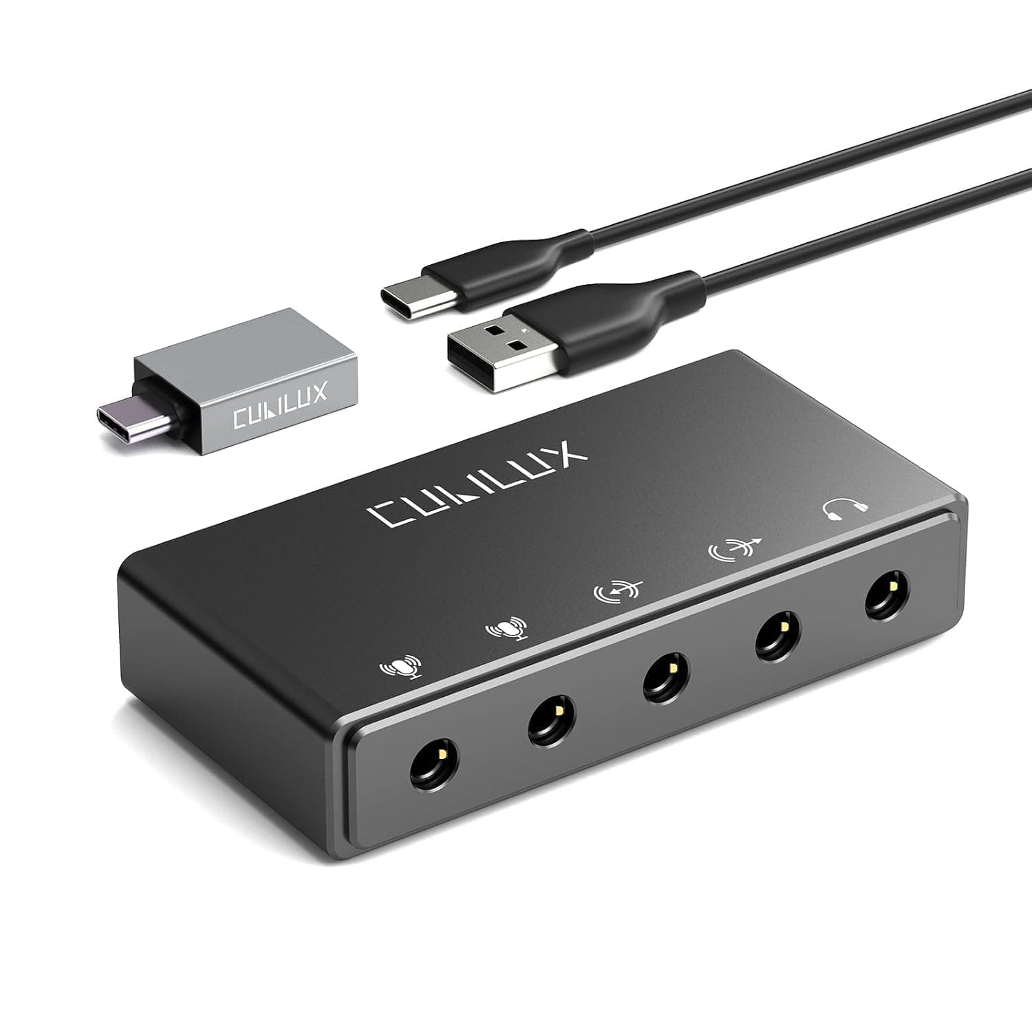 Cubilux CB5 USB Audio Interface, 5 In 1, 96 kHz / 24 Bit, for Recording | Provides 2 stereo mic inputs, line in, line out and headphone monitoring for Windows and Mac recording or streaming