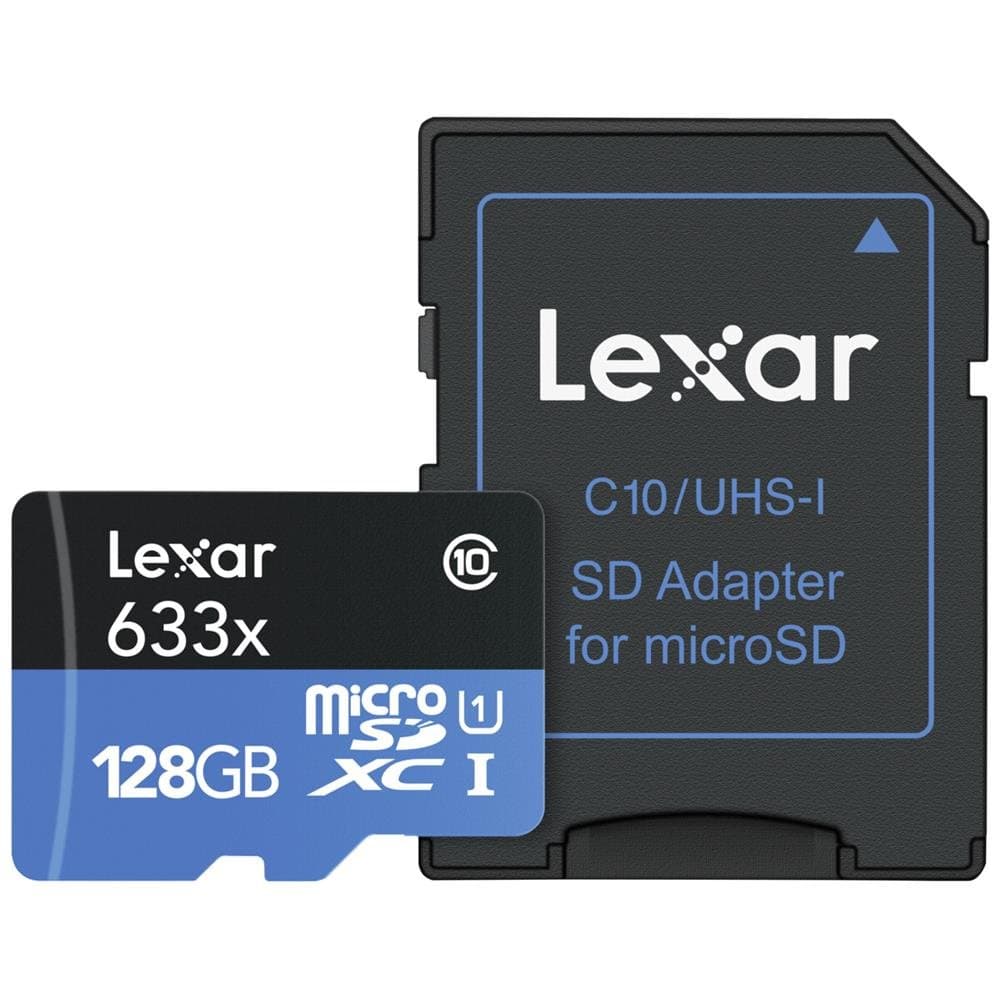 Lexar High-Performance 633x 128GB Micro SD Card, microSDXC UHS-I Card w/ SD Adapter, Up to 100MB/s Read, TF Card for Smartphones, Tablets, and Action Cameras (LSDMI128BBEU633A)