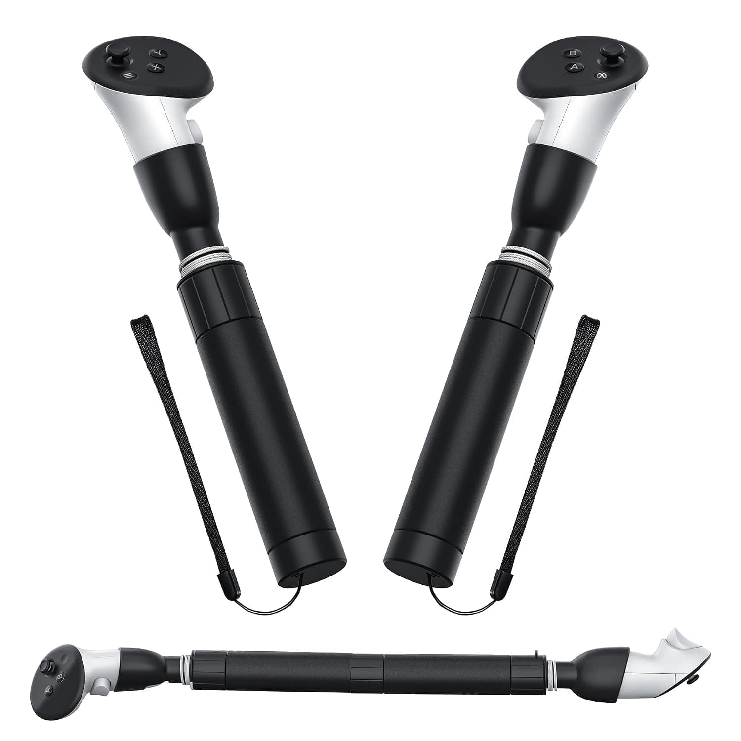 DEVASO VR Game Handle Accessories for Meta Quest 3 Controllers, Handles Extension Grips for Playing Beat Saber Gorilla Tag Long Arms, VR Handle Attachments for Oculus Quest 3 VR Game
