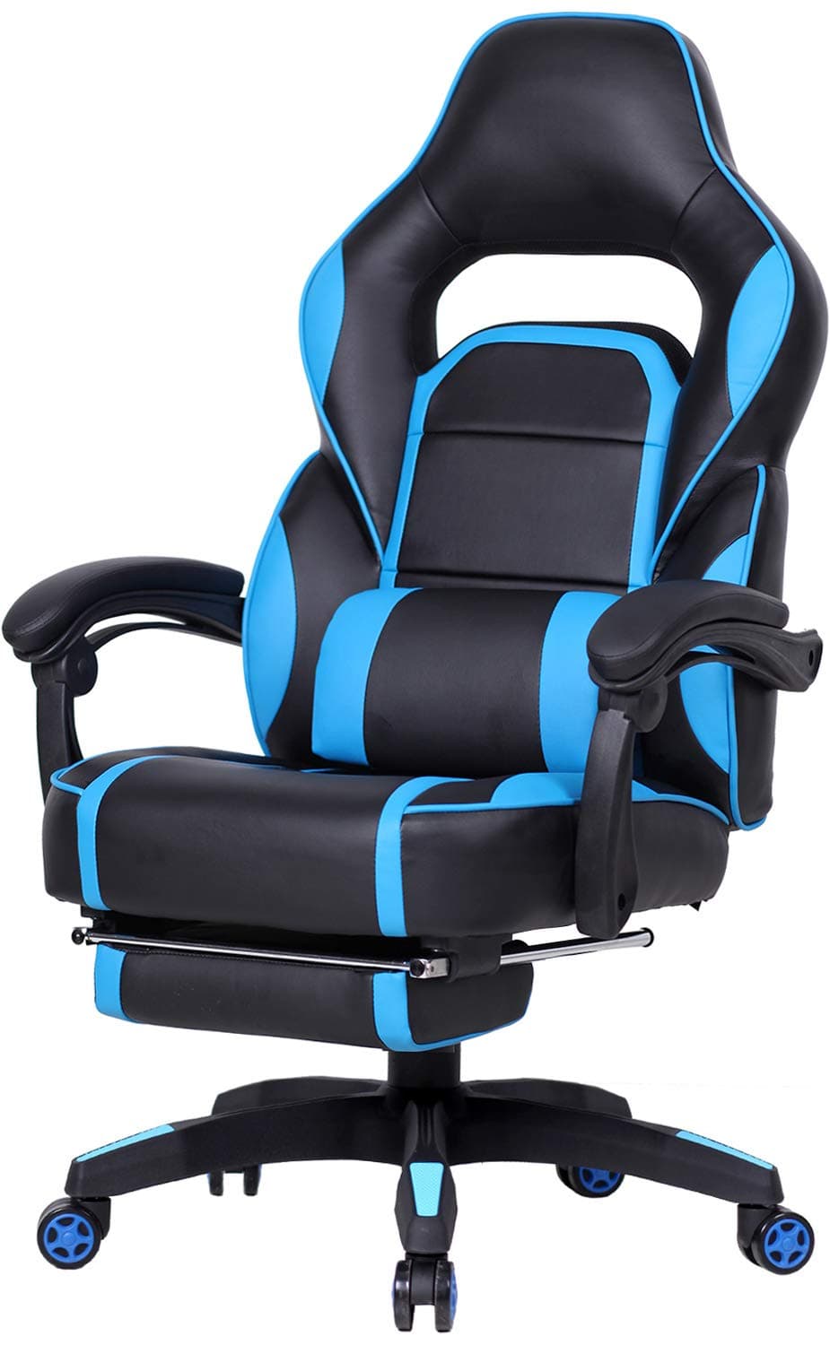 GTracing High Back Ergonomic Gaming Chair Racing Chair Napping Computer Office Chair With Padded Footrest (BLUE)