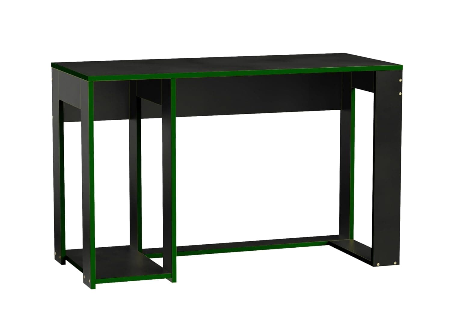 Home Detail Ryker Computer Desk, Black With Green Trim | For PC, Playstation, Xbox, Gaming PC Tower Storage, Gaming Accessories Compatible