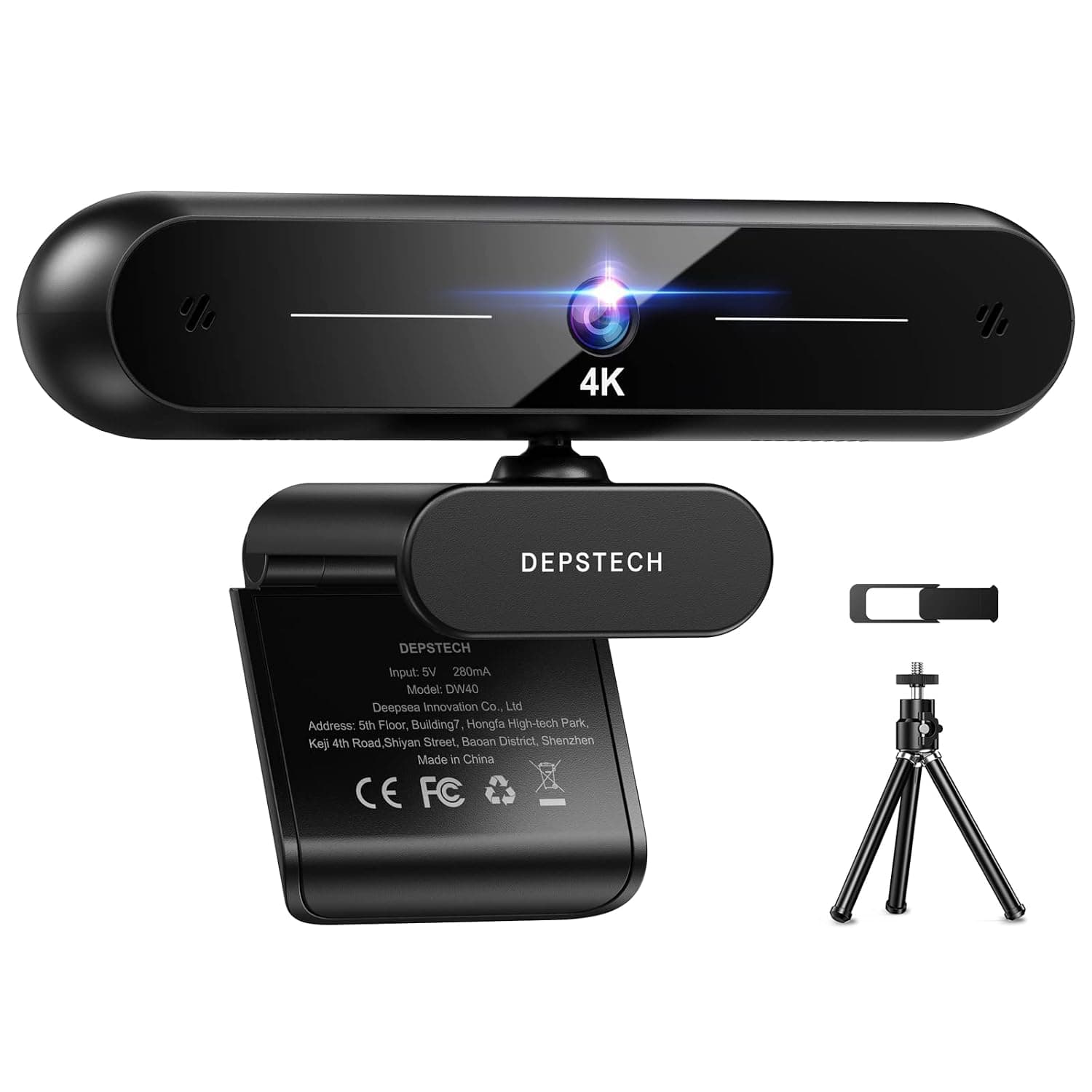 DEPSTECH DW40 4K Webcam,Sony Sensor,Dual Microphone Autofocus HD Web Camera | Privacy Cover & Tripod, Plug and Play USB 8MP Camera Computer Streaming Webcam for Laptop PC/Video Call/Zoom/YouTube