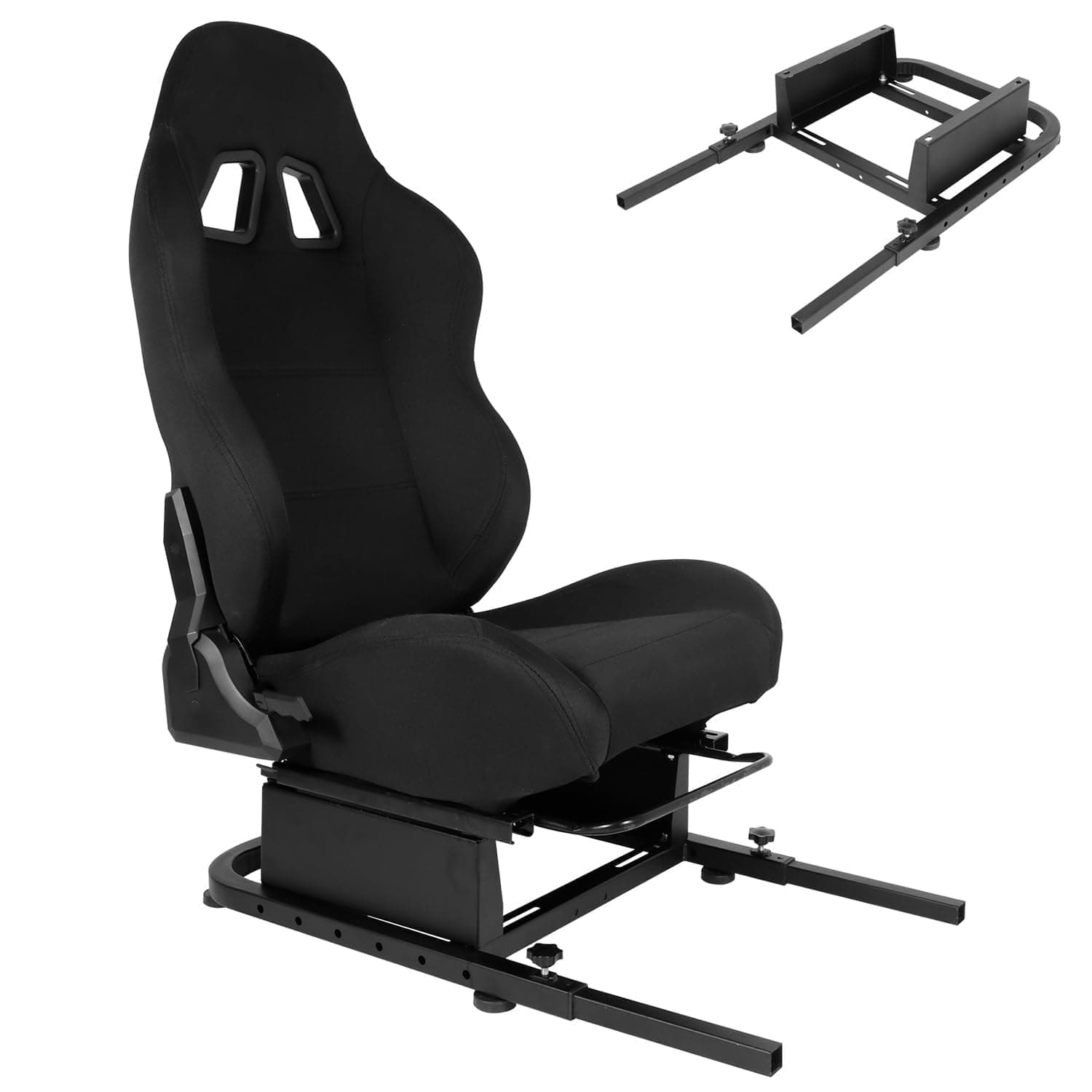 Minneer Adjustable Racing Simulator Cockpit With Black Seat Compatible with Logitech I Thrustmaster I Fanatec G25,G27,G29,G920,G923,T300RS,TX,T300rs Racing Wheel Stand Without Wheels and Pedals