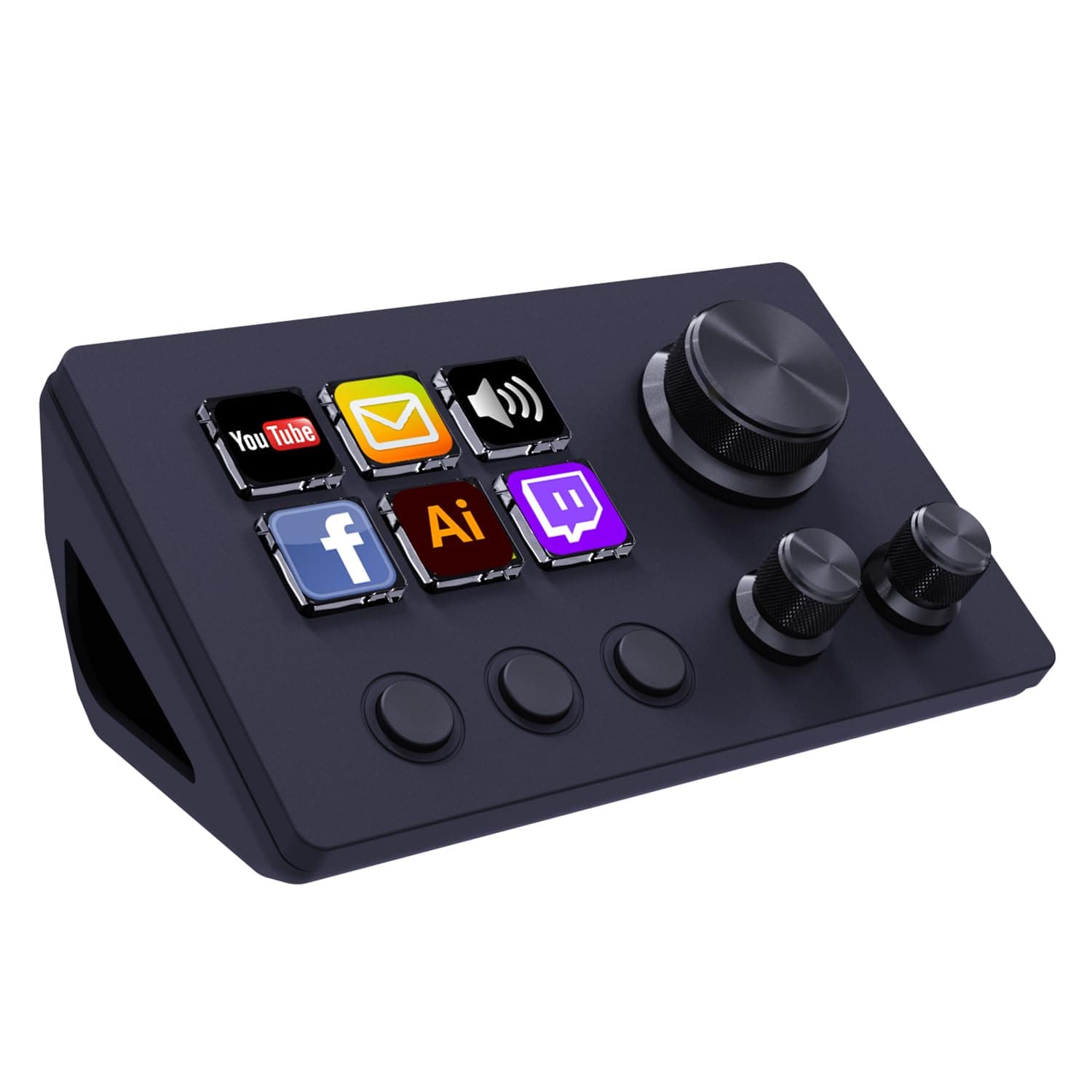 TreasLin Stream Controller Deck with12 Customizable Macro Keypad to Trigger Actions in OBS Twitch YouTube for Content Creators Stream Dock Compatible with PC & Mac N3 Black Macro Keypad