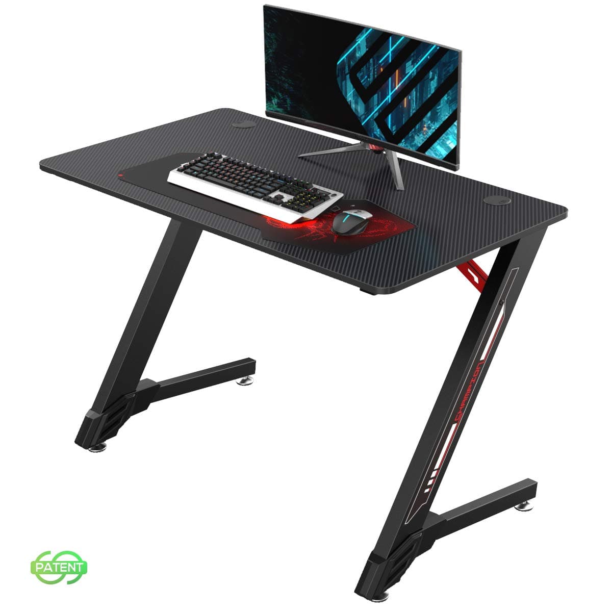 EUREKA ERGONOMIC 43'' Gaming Desk Z Shape Gaming Computer Desk with Free Mouse Pad, Simple PC Gaming Table for Home Office with Cable Management System Black