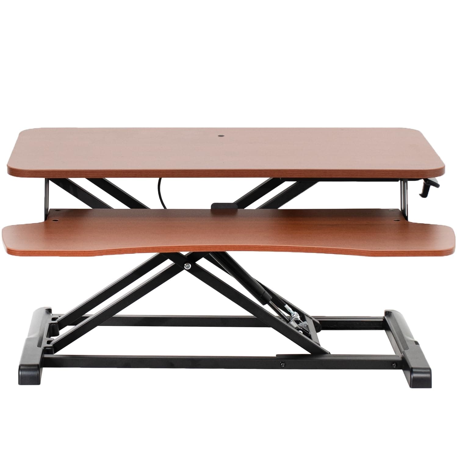 VIVO 81 cm Desk Converter, K Series, Height Adjustable Sit to Stand Riser, Dual Monitor and Laptop Workstation with Wide Keyboard Tray, Dark Walnut Top, Black Frame, DESK-V000KA | Height Adjustable, Stand Up Desk Riser, Wide Keyboard Tray, Dual Monitor and Laptop Workstation, Black Frame, K Series