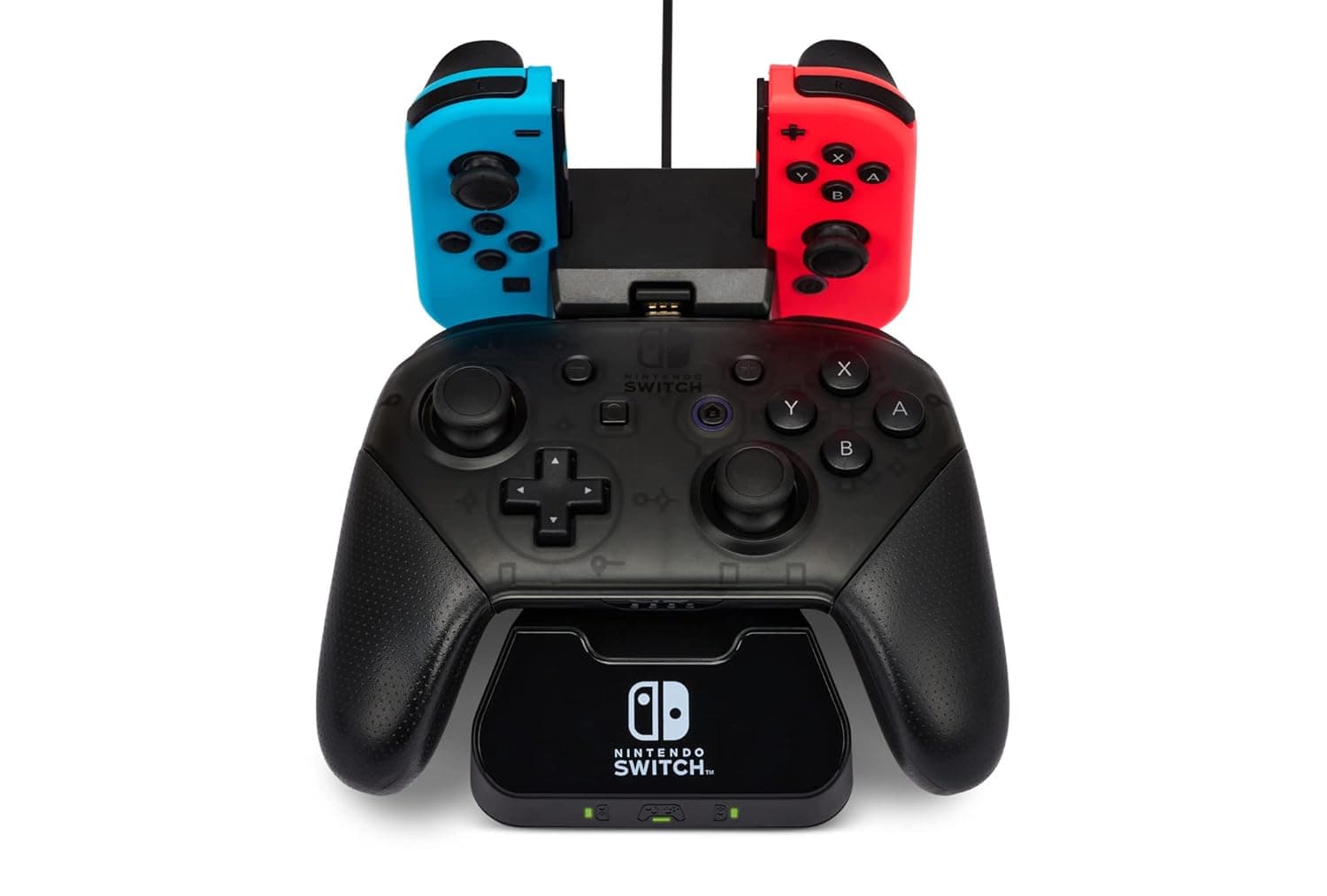 PowerA Controller Charging Base for Nintendo Switch Pro and Joy-Cons, Charge both at Once, Weighted Base with Led Indicator, Stylish Design and USB Powered, Official