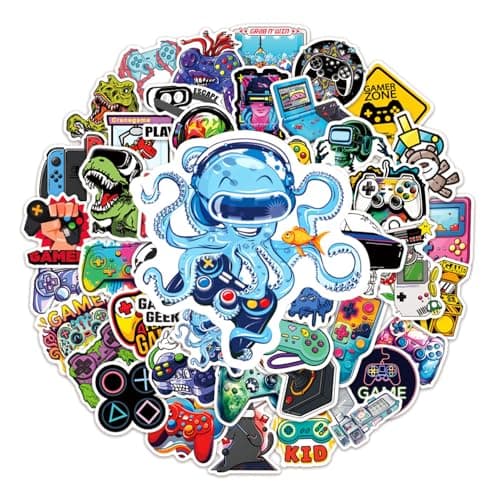 50 Pcs Gamepad Kids Stickers, Waterproof Vinyl Gaming Stickers