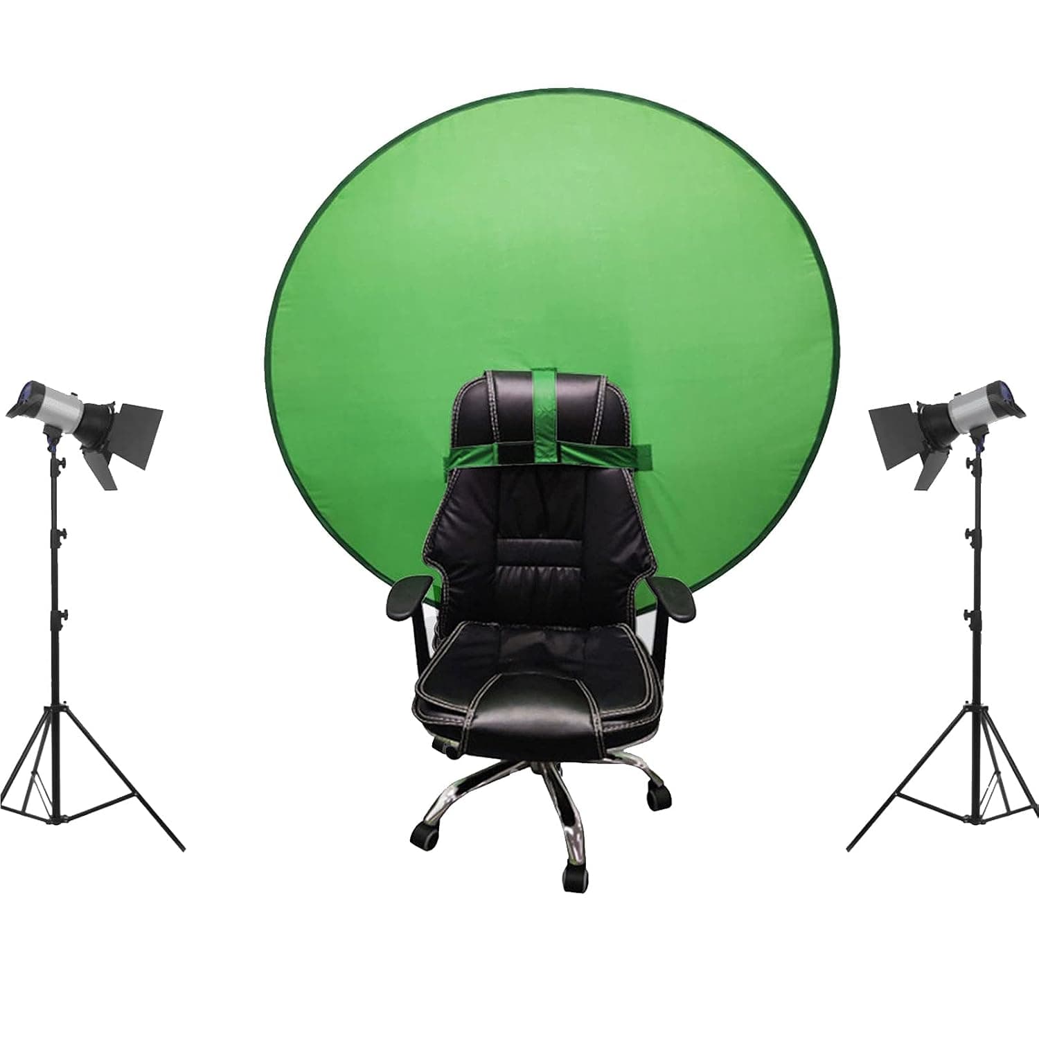Portable Green Screen Backdrop Pop Up Blue and Green 2-In-1 Backdrop Green Virtual Background Screen Suitable for Portrait, Video Chat, Zoom, Virtual Background,142cm