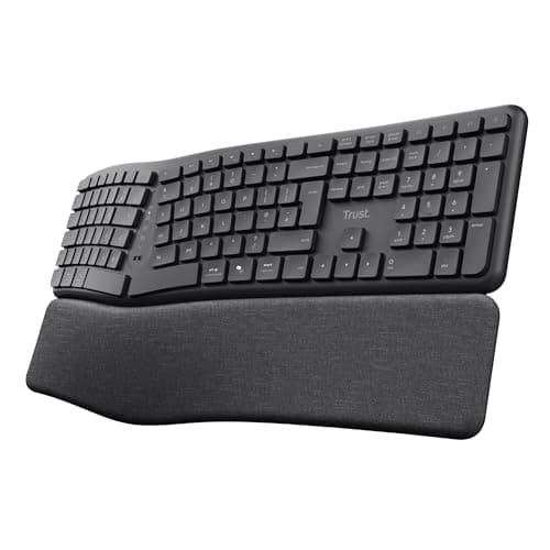 Trust Arvia Silent Wireless Ergonomic Keyboard QWERTY UK Layout, Black