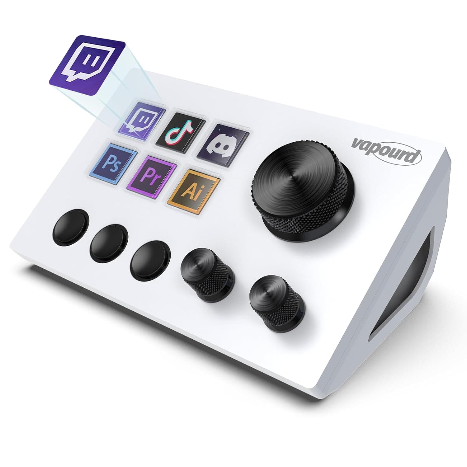 vapourd Stream Control Deck, Studio Controller, 6 Macro Keys, Streaming Keyboard, trigger actions in apps and software like OBS,Twitch,YouTube, Compatible with Mac and PC for Live Streaming, Gaming