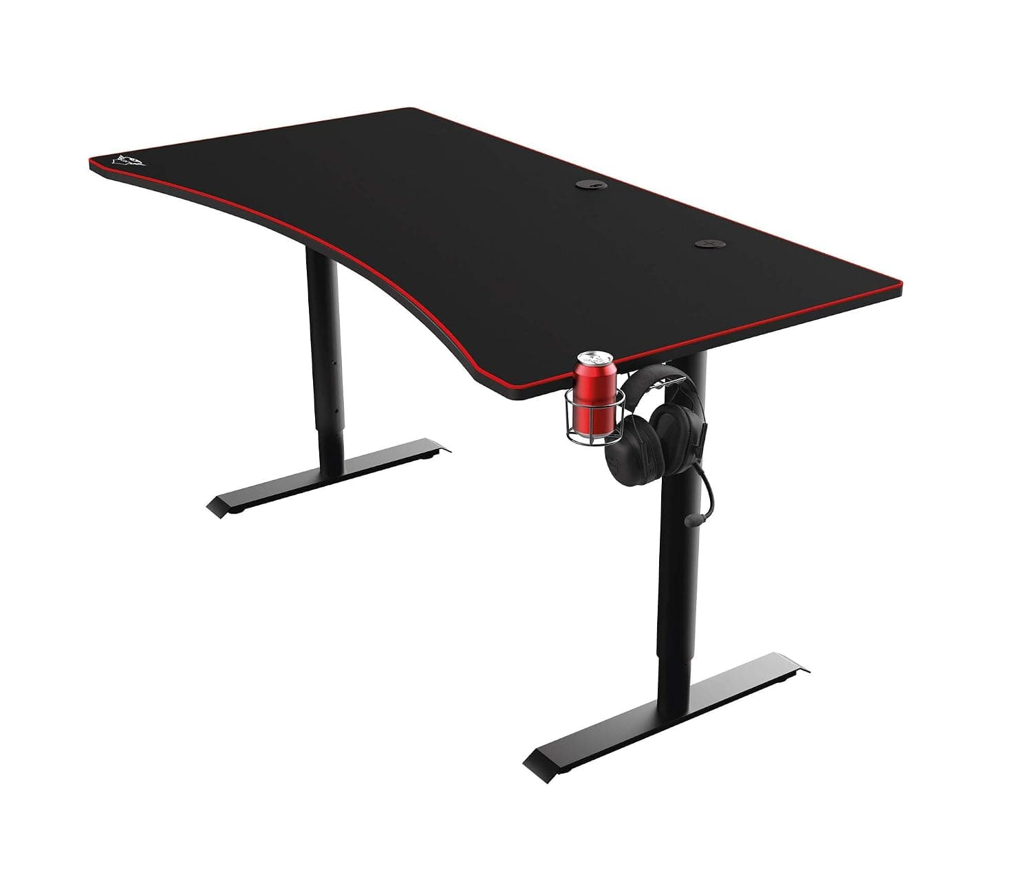 Trust Gaming Desk GXT 1190 Magnicus - XXL Gaming Table 160 x 82 cm with Wireless Charging, Desk-size Mouse Pad, Cable Management System PC - Black [Amazon Exclusive]