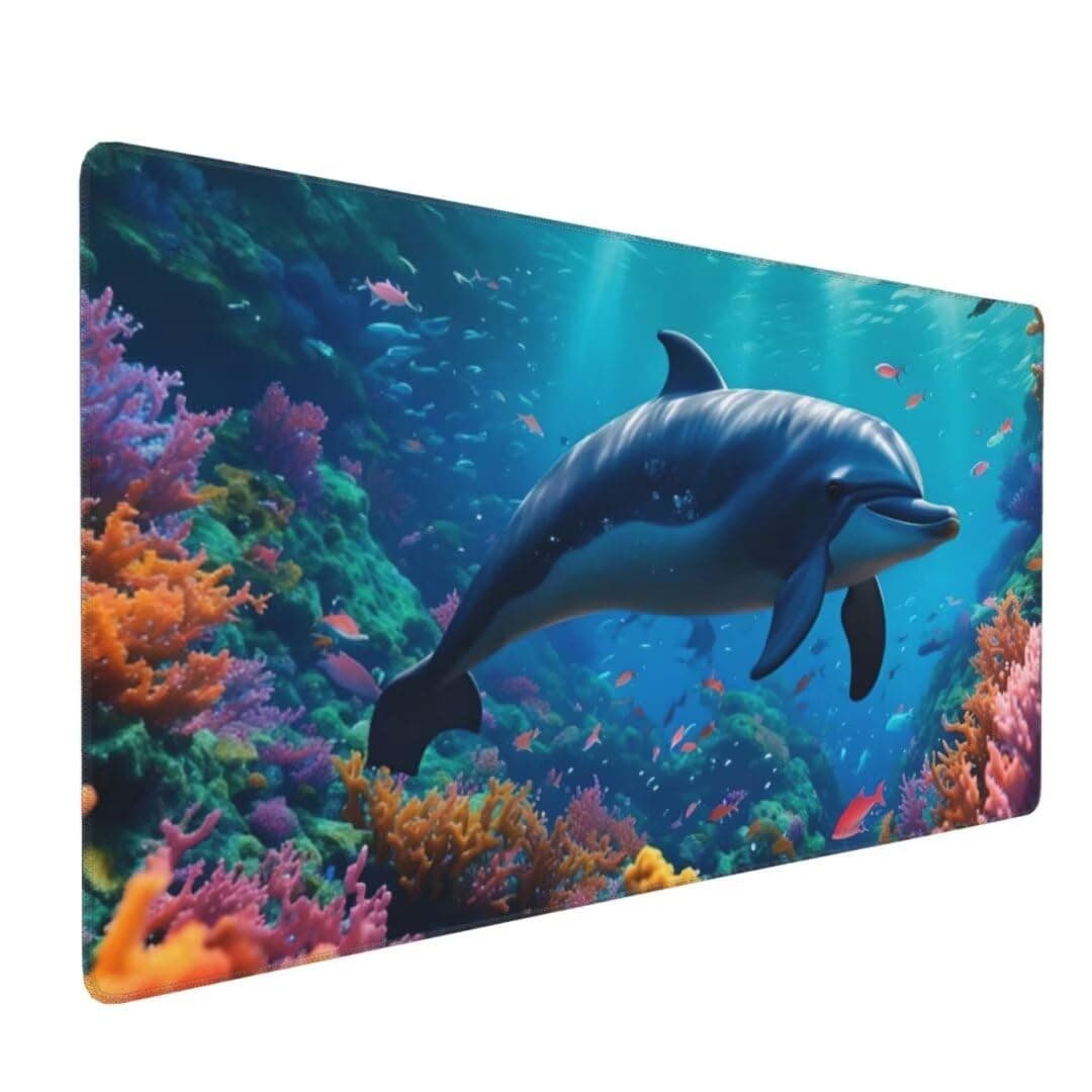 XXL Mouse Pad 1000x500mm Large Mouse Mat Animal Gaming Mouse Pad Dolphin Desk Mat Gaming Mousepad, Smooth Surface, Non-Slip Mouse Mat, Improved Precision and Speed, Keyboard Mat PC Accessories G4-319