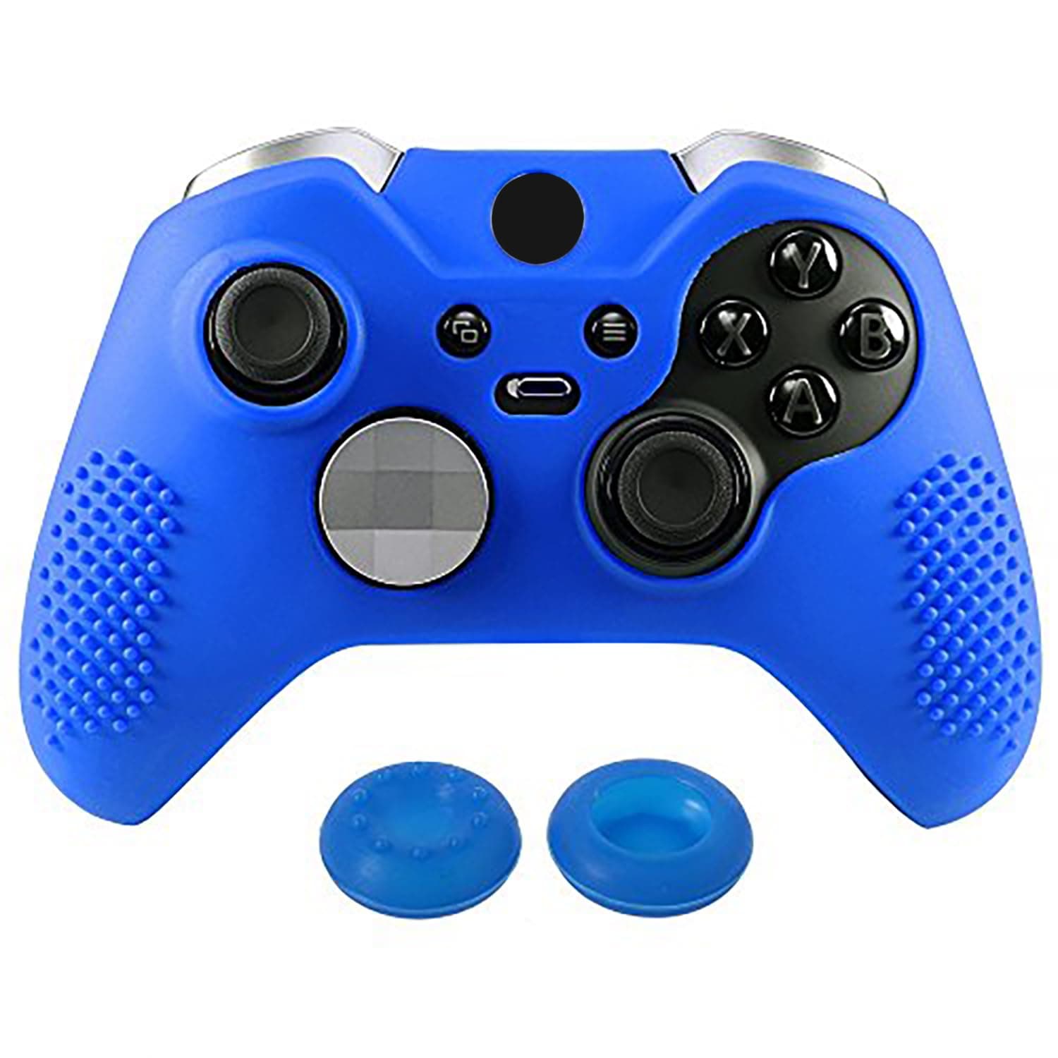 eXtremeRate Soft Anti-slip Silicone Controller Cover Skins Thumb Grips Caps Blue Protective Case for Xbox One Elite