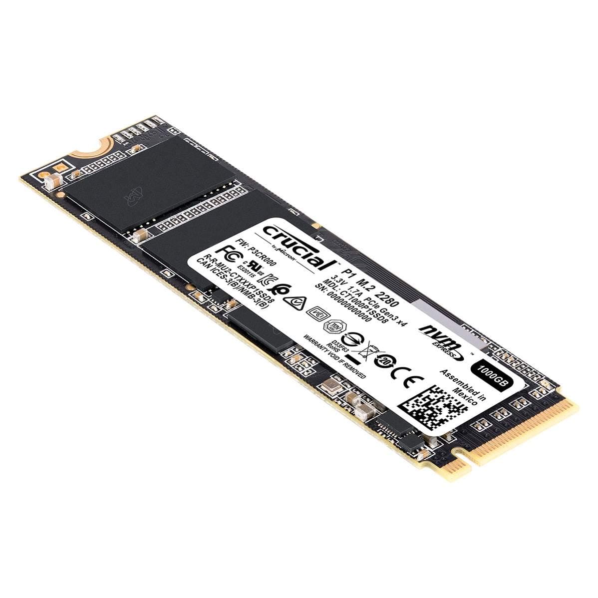 Crucial P1 1 TB CT1000P1SSD8 Internal Solid State Drive-up to 2000 MB/s (3D NAND, NVMe, PCIe, M.2), Black