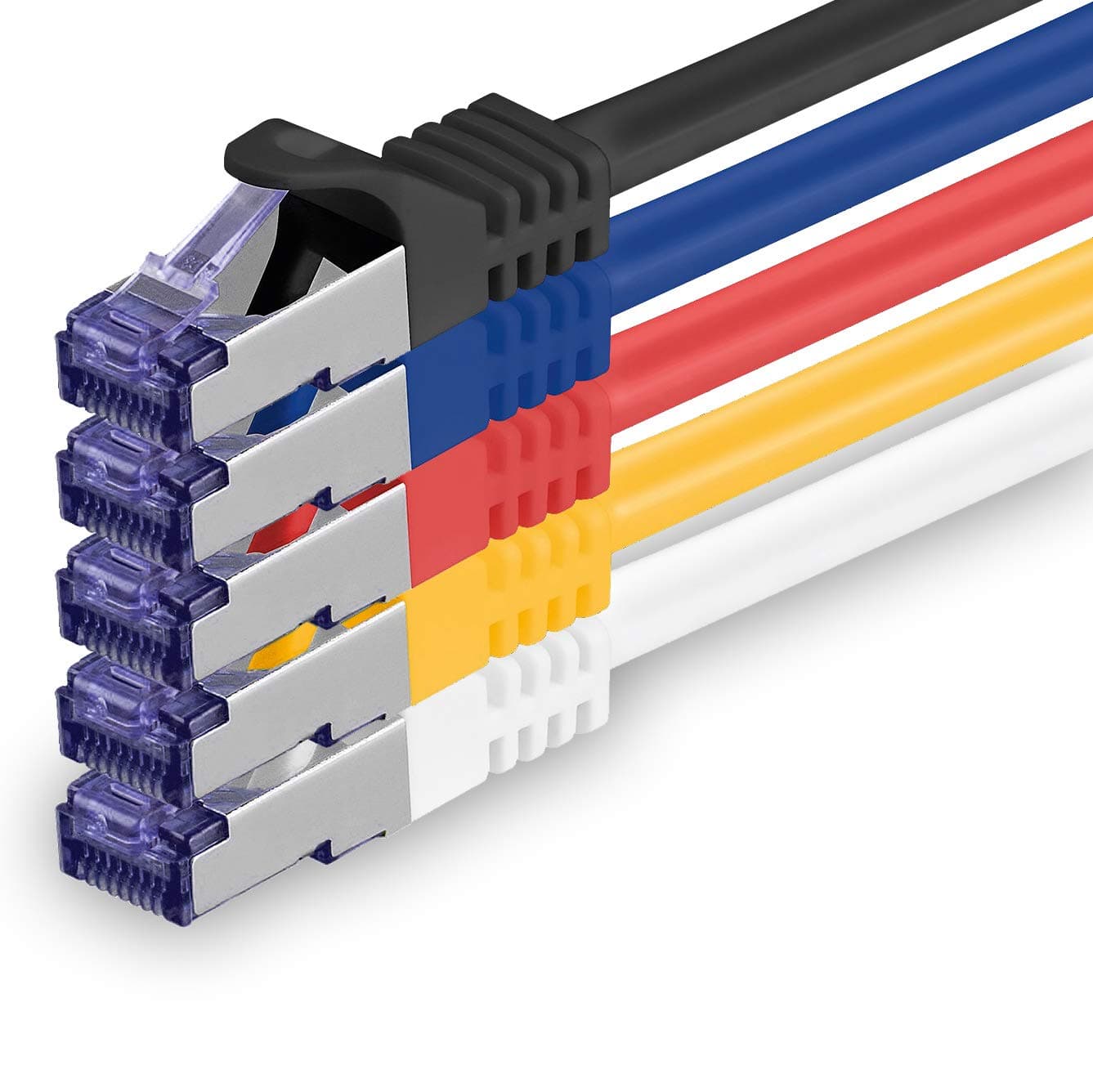1aTTack.de 5x 1.0 M CAT7 network cable - 10 Gigabit - RJ45 patch cable Ethernet cable (SFTP PIMF LSZH CU) - for DSL LAN Switch Modem Router Patch Panel CAT7 CAT6 CAT5 - multicolored