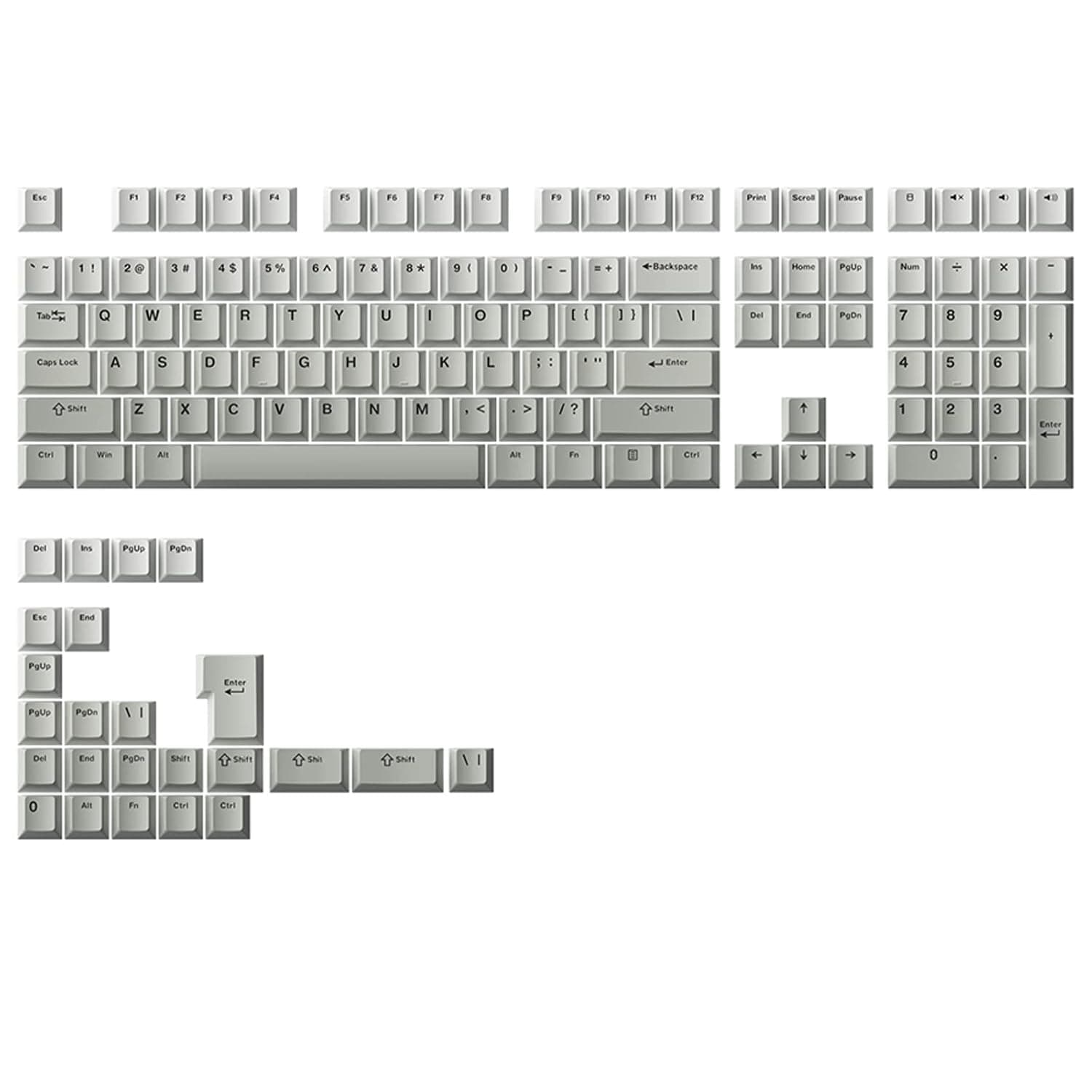 Akko Keyboard Keycaps 132 Keys Cherry Profile PBT Double-Shot Keycap Set, ANSI and ISO-UK Layout for Mechanical Keyboards with MX Style Stem Cool Gray Gradient Theme