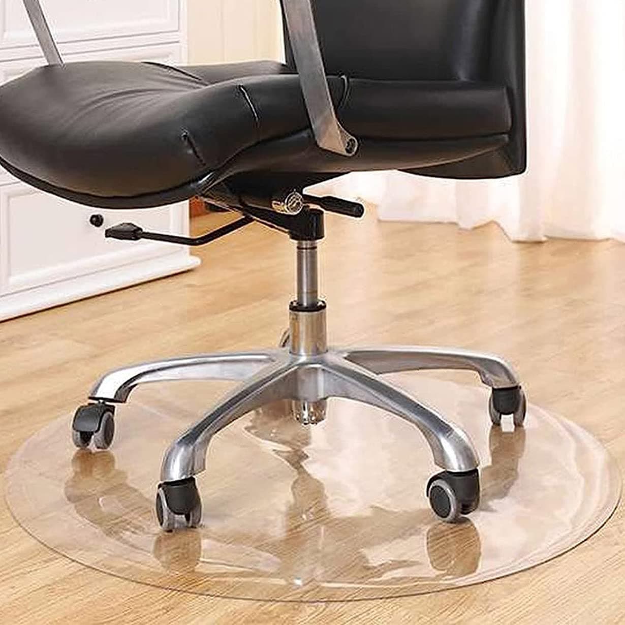 DG Catiee Round Office Chair Mat,Clear/Frosted PVC Chair Mats for Hardwood Floor Protector,Computer Rolling Chairs Non-Slip Floor Mat (130CM,Clear)