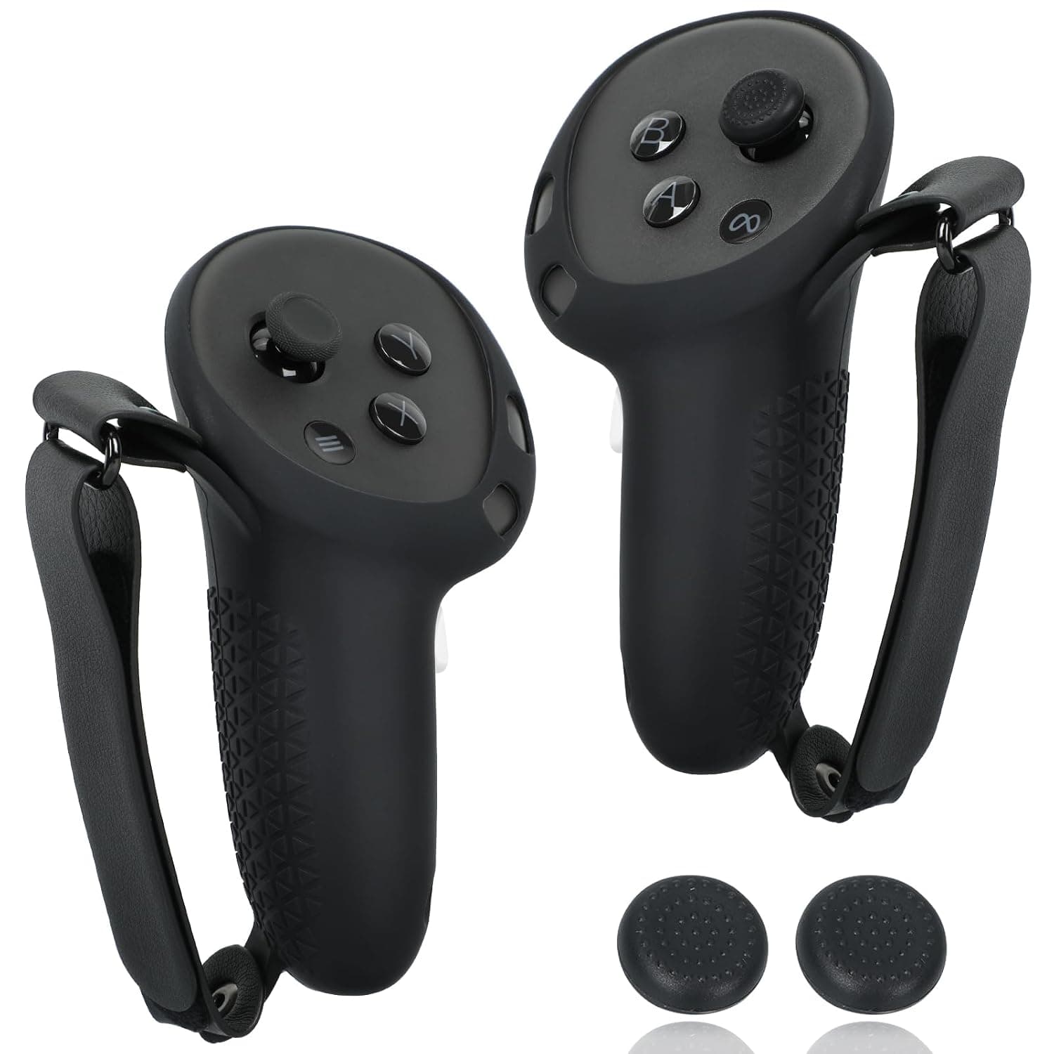 YipuVR Protective Grip Cover for Meta Quest 3/3S Controller Grips, Anti-slip Drop VR Controller Grips Cover with Adjustable Knuckle Strap, Joystick Cap Covers