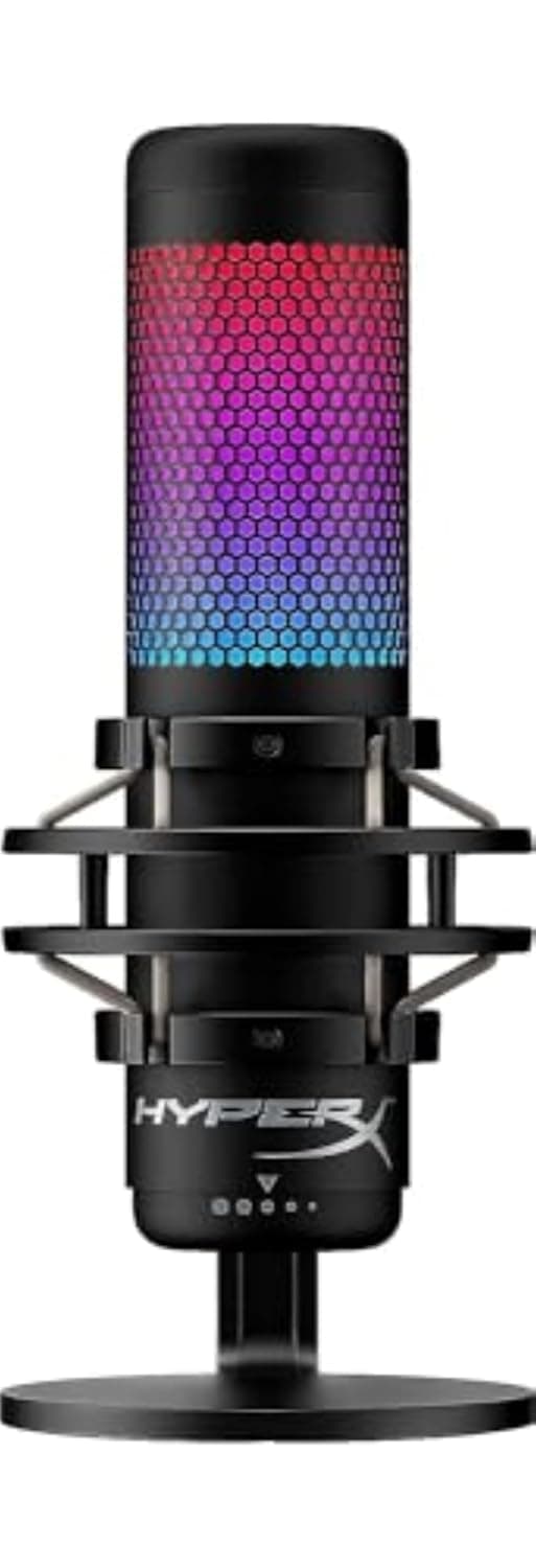 HyperX QuadCast S – RGB USB Condenser Microphone for PC, PS4 and Mac, Anti-Vibration Shock Mount, Pop Filter, Gaming, Streaming, Podcasts, Twitch, YouTube, Discord, Black