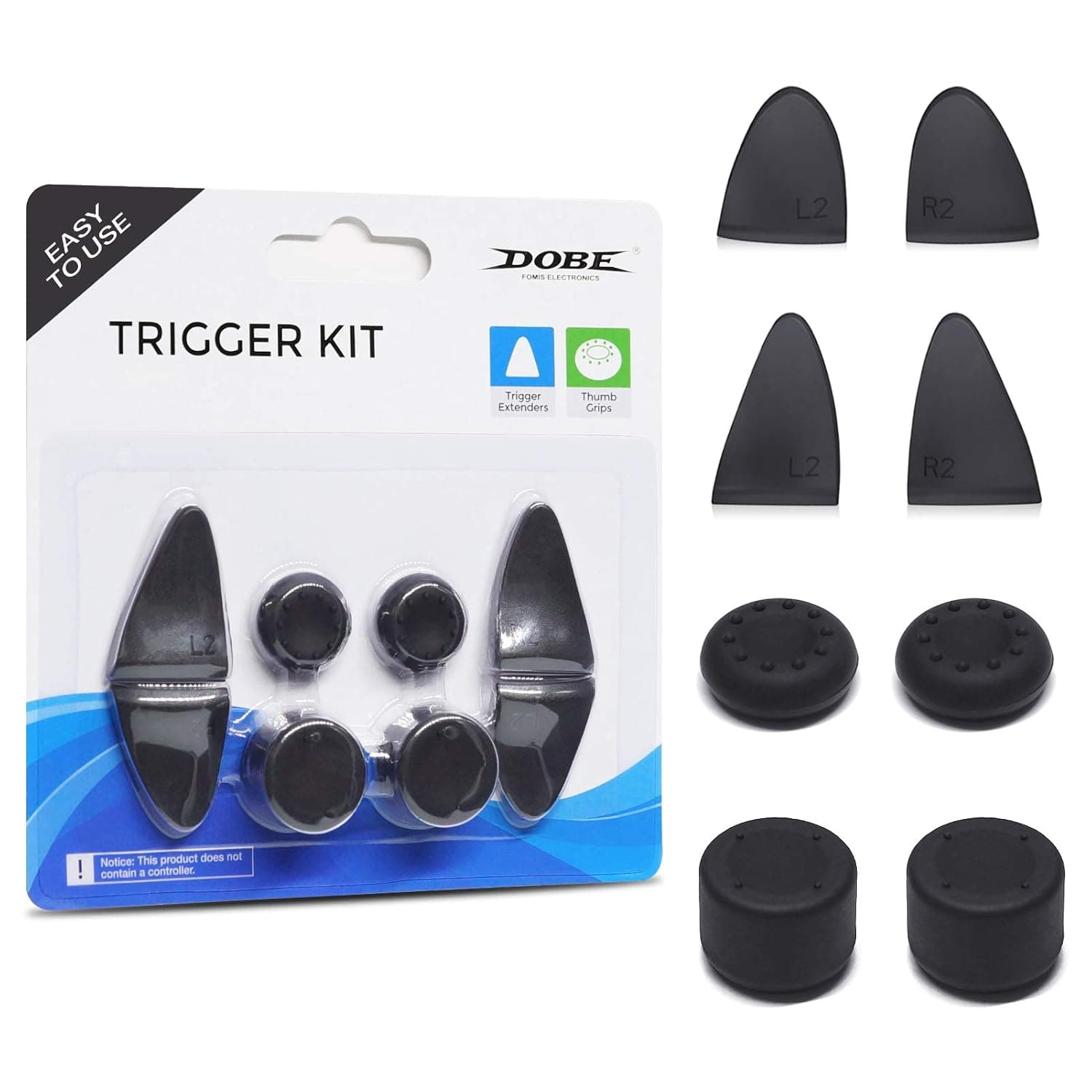 VICKSONGS Replacement Thumbstick Joysticks and Silicone Thumb Stick Grips Cap Cover for PS5 Controllers, 8 Pack with Trigger Extensionner [Non-Slip Different Height]