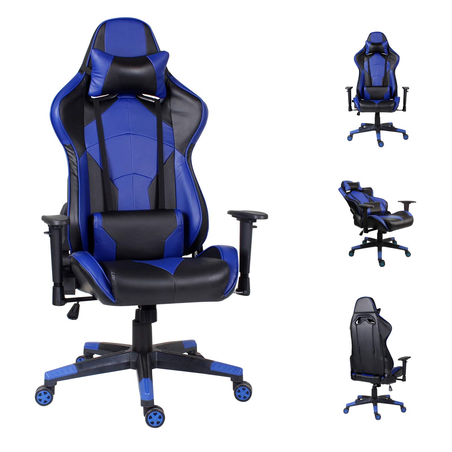 Hadwin Gaming Chair Racing Style Computer Chair Ergonomics PC Chair High Back Reclining Executive Office Chair with Adjustable Armrest and Lumbar Support (Blue)