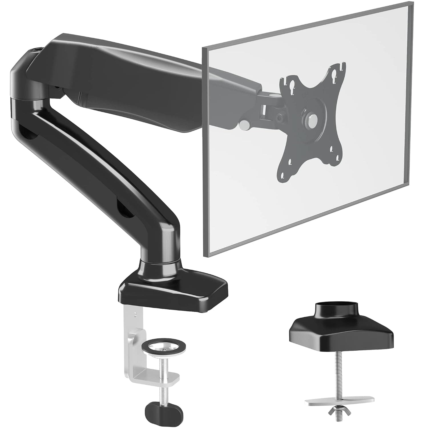 BONTEC Single Monitor Arm for 13-32 inch LED LCD Screens, Rotatable Gas Spring Arm Desk Mount Stand Up to 8kg, VESA Dimensions: 75x75-100x100mm