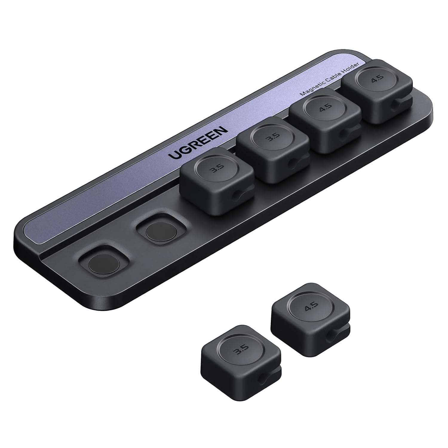 UGREEN Cable Tidy with 6 Silicone Cable Clips, Magnetic Cord Holder | Cable Management Cord Organiser Essential Office Desk Accessories Compatible With Lightning, USB C (3.5-4.5mm)