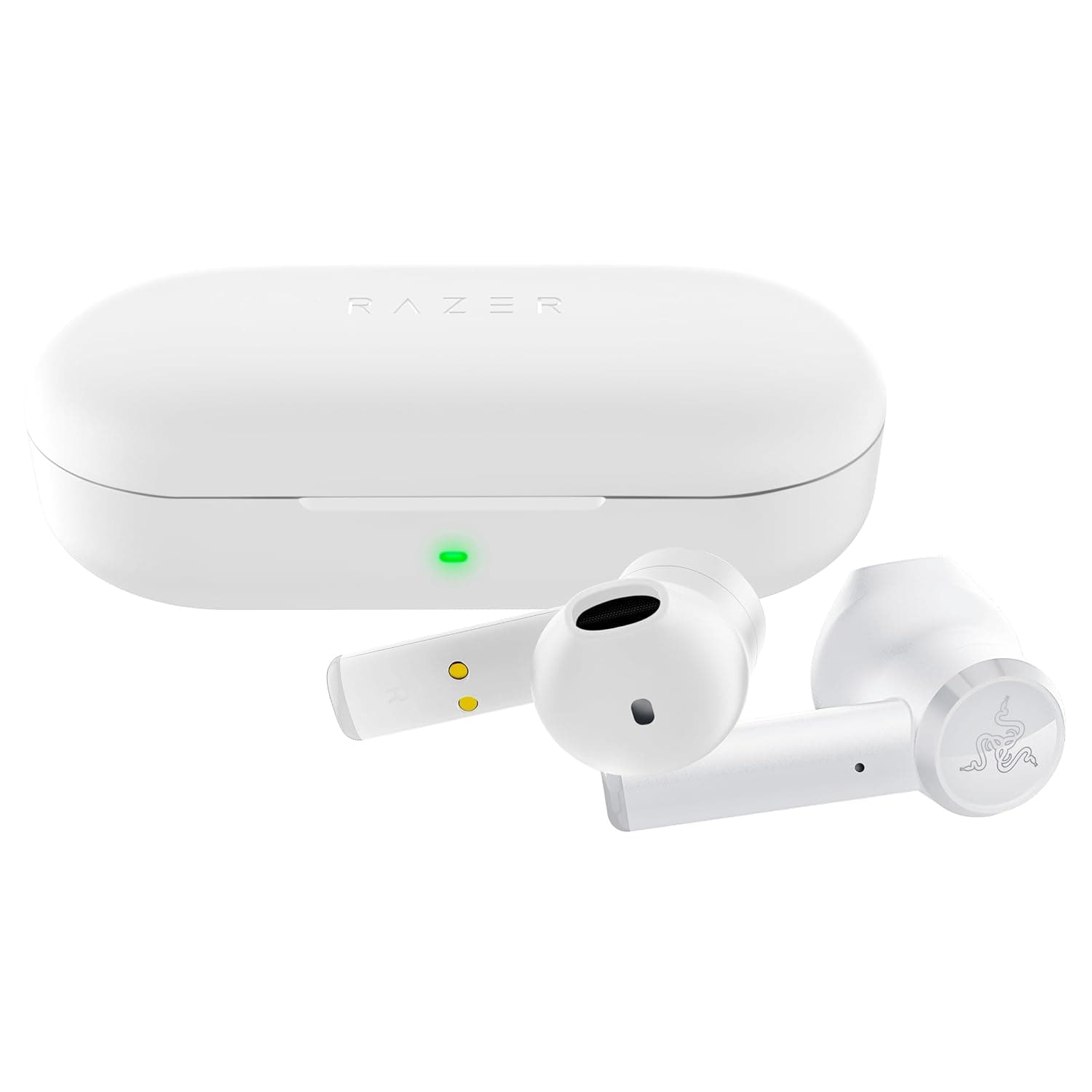 Razer Hammerhead True Wireless - Wireless Earbuds (In-Ear Earphones, Ultra-Low Latency, Water-Repellent, 13 mm Driver, Touch Support, Bluetooth 5.0, Voice Control, Charging Case) Mercury White : Razer