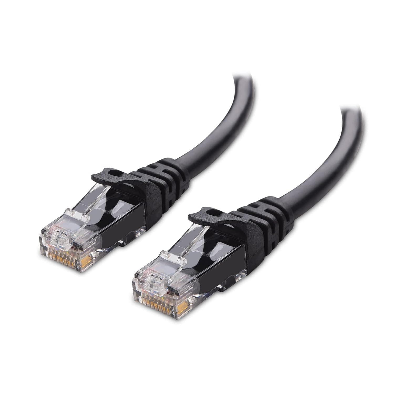 Cable Matters 10Gbps Snagless Cat 6 Ethernet Cable, 15m, Black | 24 AWG Bare Copper, Gold-Plated RJ45 Contacts, 550MHz, PoE++, Cat6 LAN Cable for Routers, Switches and PCs