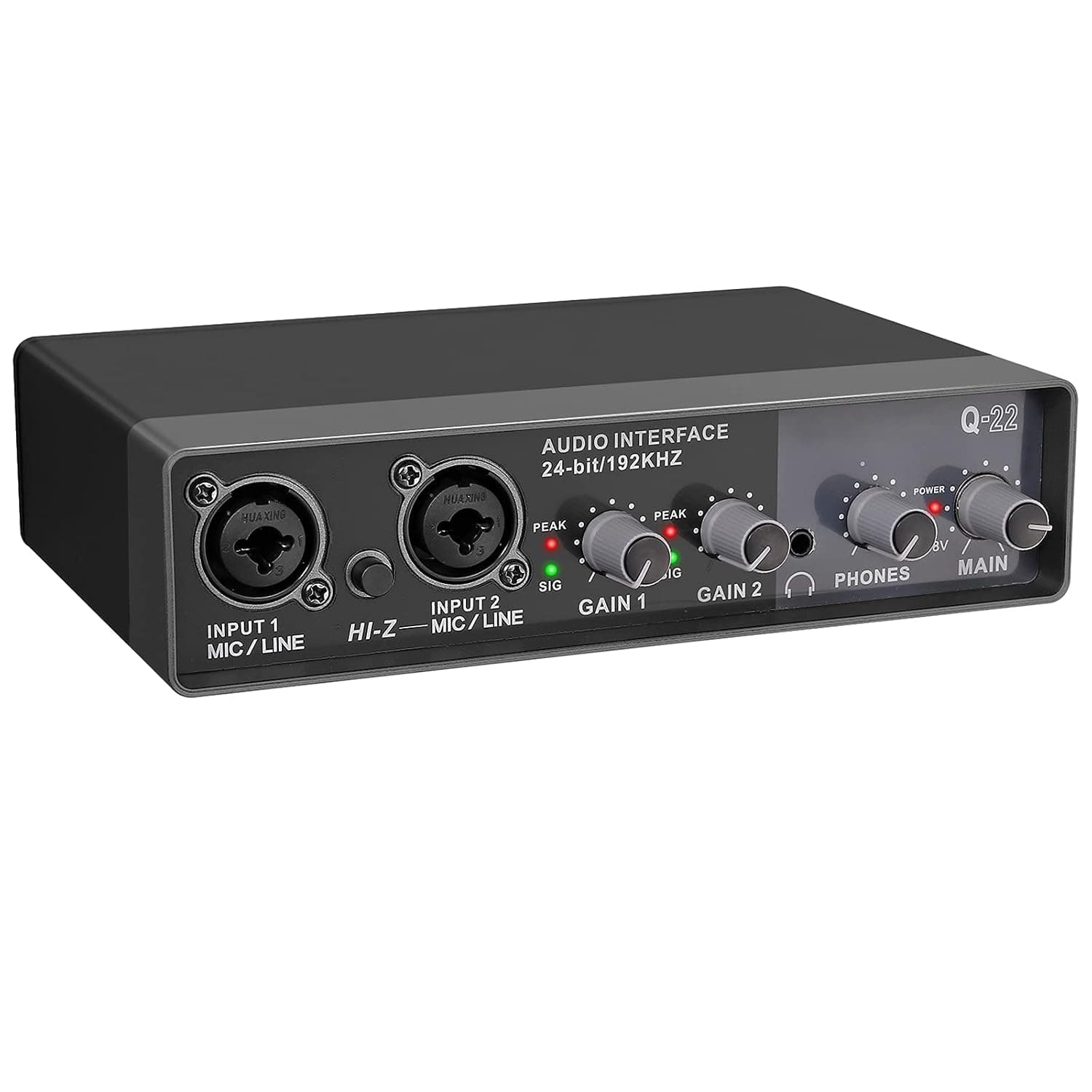 LiNKFOR USB Audio Interface 24 Bit/192 KHz 2x2 MIC LINE Input XLR TRS Balanced Mic Preamplifier with Computer Audio Interface for Mic PC Guitar Bass and More