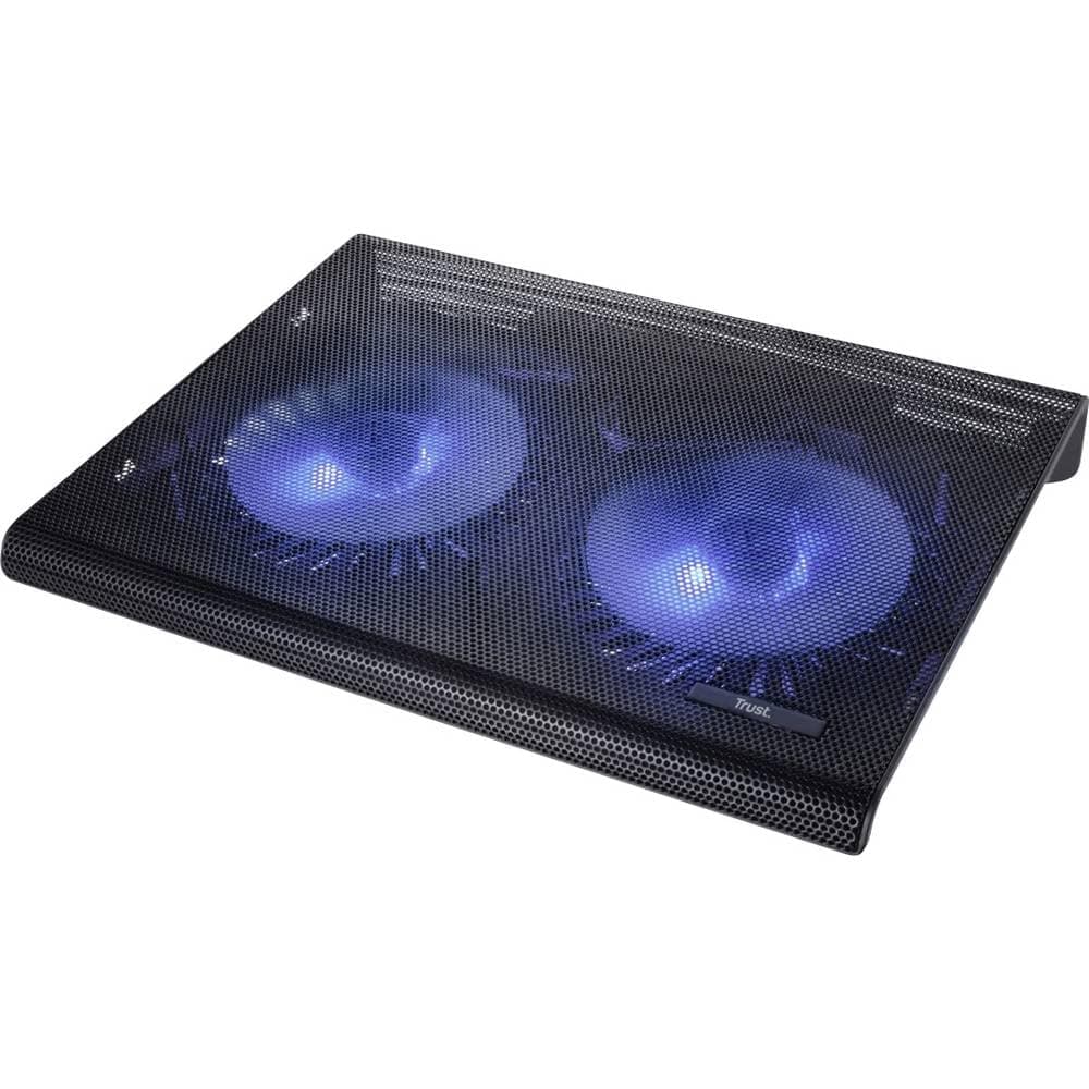 Trust Azul Laptop Cooling Pad, for Laptops up to 17.3 Inch, with 2 Illuminated Fans, Fits Up to 17.3 Inch, Tilted Design, Cooler for Laptop with Cable Storage - Black