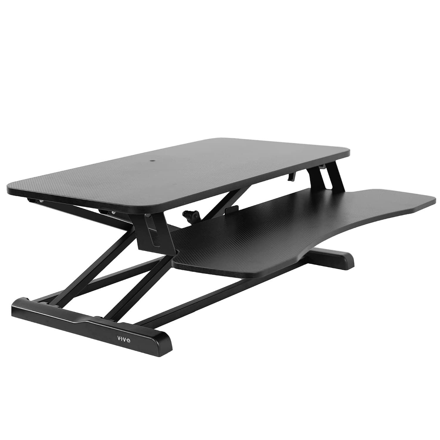 VIVO Standing 81 cm Desk Converter, Height Adjustable Riser, Sit to Stand Dual Monitor and Laptop Workstation with Wide Keyboard Tray, Carbon Fiber