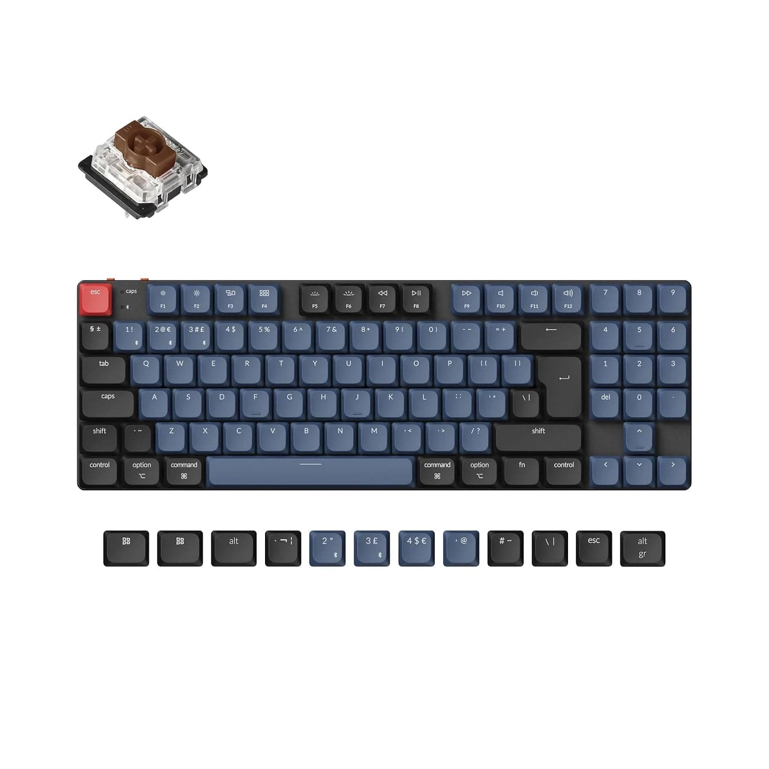 Keychron K13 Pro Ultra-Slim QMK/VIA Wireless Mechanical Keyboard TKL ISO-UK-Layout with Numpad Custom Programmable RGB with Hot-swappable Low-Profile Gateron Brown Switch for Mac Windows Linux