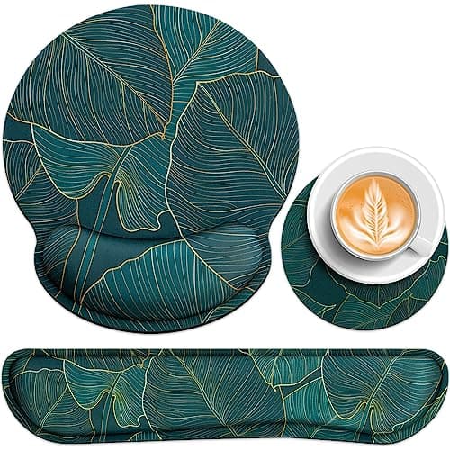 3-in-1 Mouse Mat Set,Keyboard Wrist Rest+Mouse Mat Wrist Support+Cup Pad