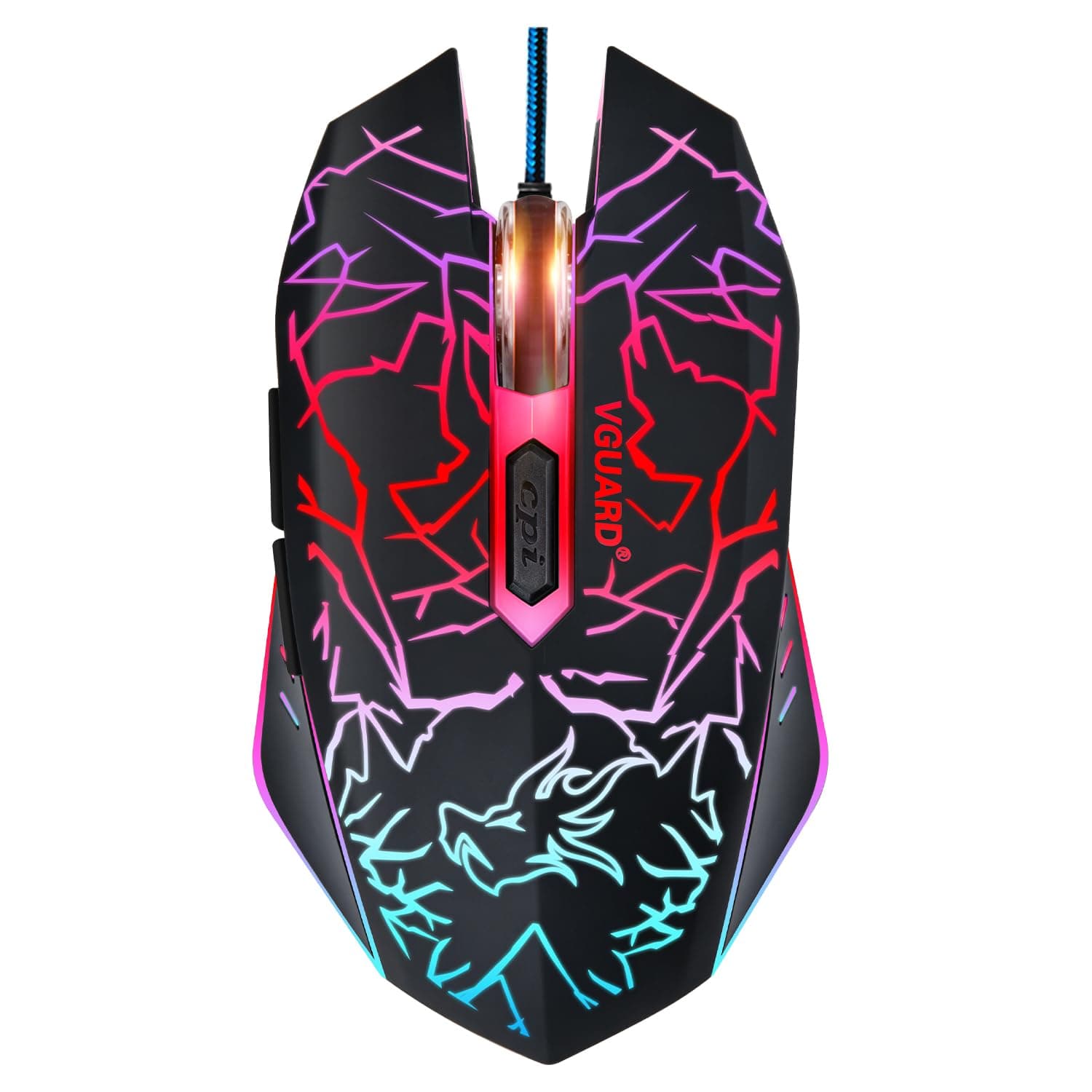 VGUARD Wired Gaming Mouse, 3600 DPI Optical Sensor, RGB Backlit Ergonomic USB PC Mice with 6 Programmable Buttons, 7 Colors LED, Professional Gamer Mouse for Laptop, Computer, Windows/Mac