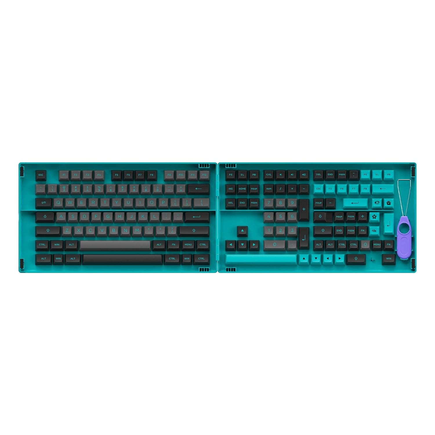 Akko Keyboard Keycaps 197 Keys ASA Profile PBT Double Shot Full Keycap Set, ANSI Layout for Mechanical Keyboards with Collection Box with ISO Enter Key(Black & Cyan)
