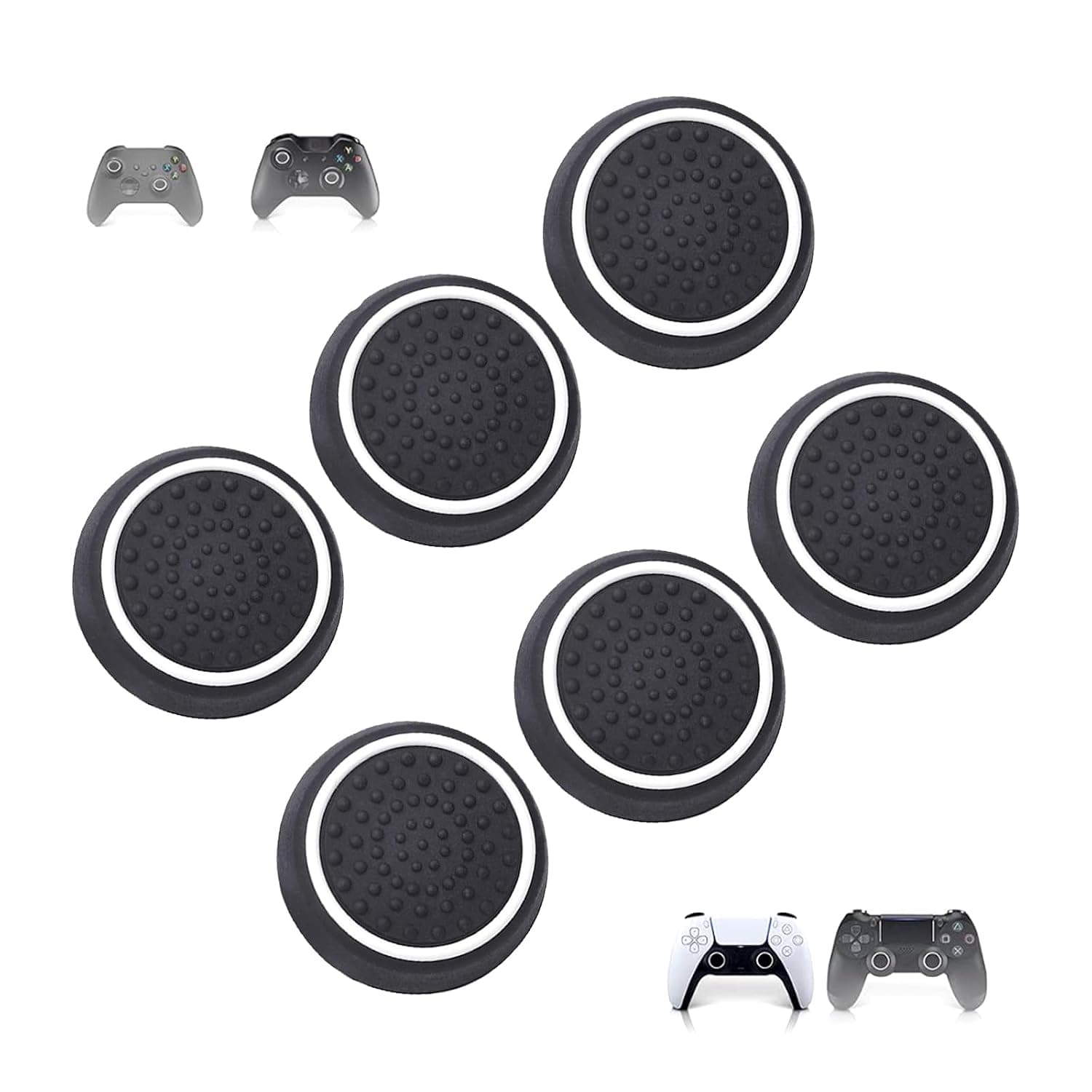 6 Pcs Silicone Thumb Grip Caps,Replacement Thumb Grips | for PS3/PS4/PS5/XBOXONE 360 Controllers