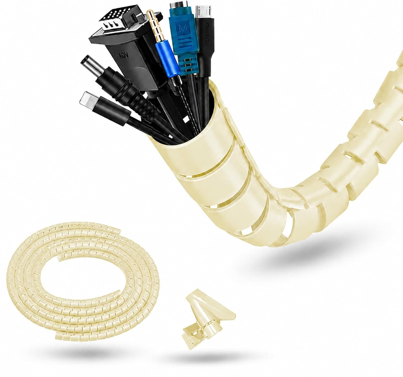 Deskit Cable Tidy Sleeve 2m - Flexible 10mm Cable Organizer for Cable Management - Durable Spiral Cable Wrap for Wire Protection - Protective Cable Cover for a Safe and Clutter Free Home - Yellow