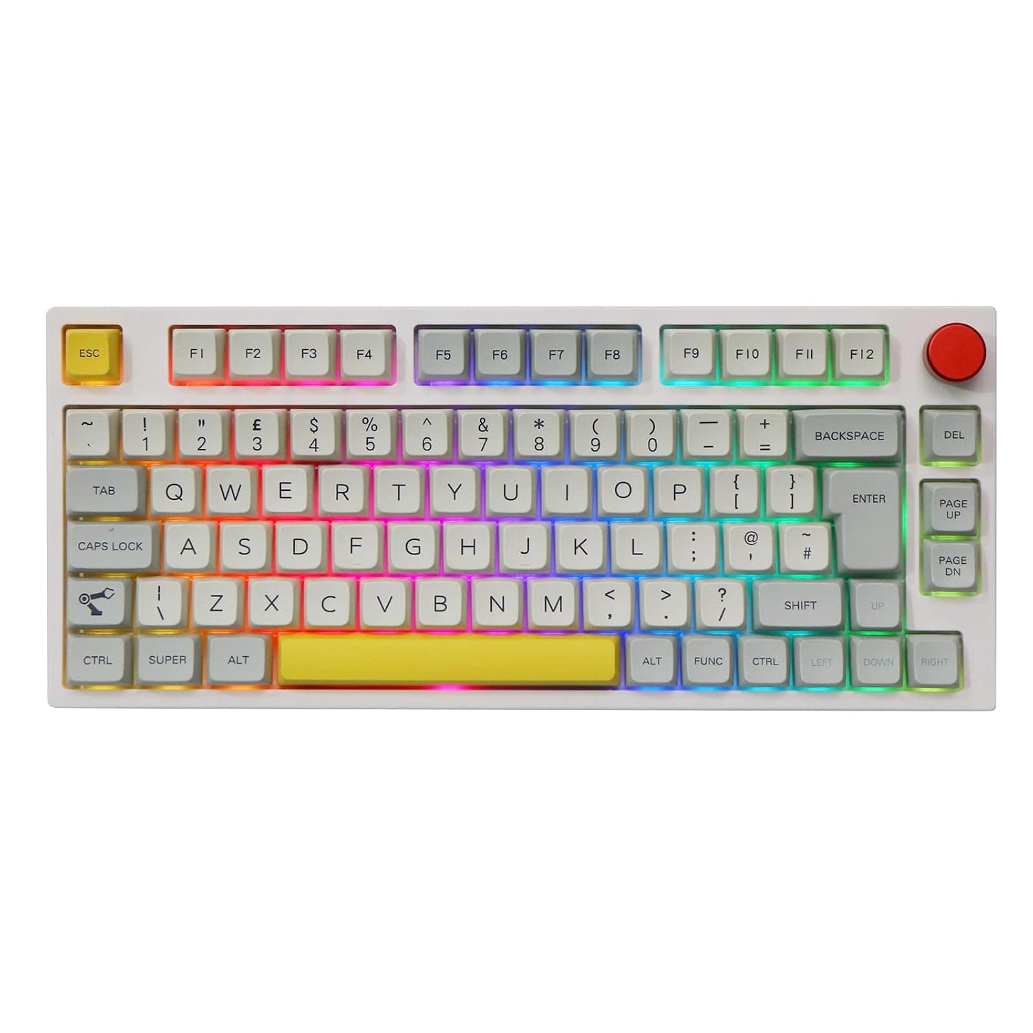 EPOMAKER Theory TH80 PRO 75% ISO(UK) Hot Swap RGB 2.4Ghz/Bluetooth 5.0/Wired Mechanical Keyboard with MDA PBT Keycaps, 4000mah Battery, Knob Control for WIN/Mac/PS4/PS5/Xbox (Gateron Pro Yellow)