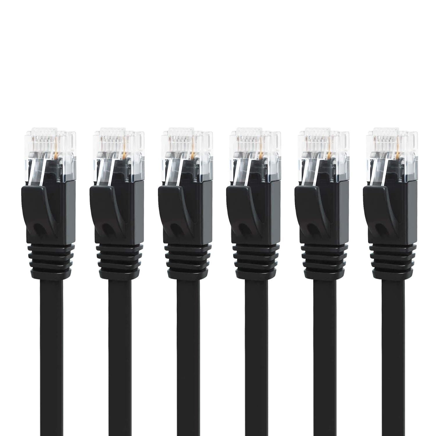 Yauhody CAT 6 Ethernet Cable 1.5m 6Pack, Cat6 Patch Cable 1.5m 6Pack, Black | High Speed, Flat, RoHs, Flexible, Cat6 Internet Network LAN Patch Lead with Snagless RJ45 Connector for Modem, Router, Gaming