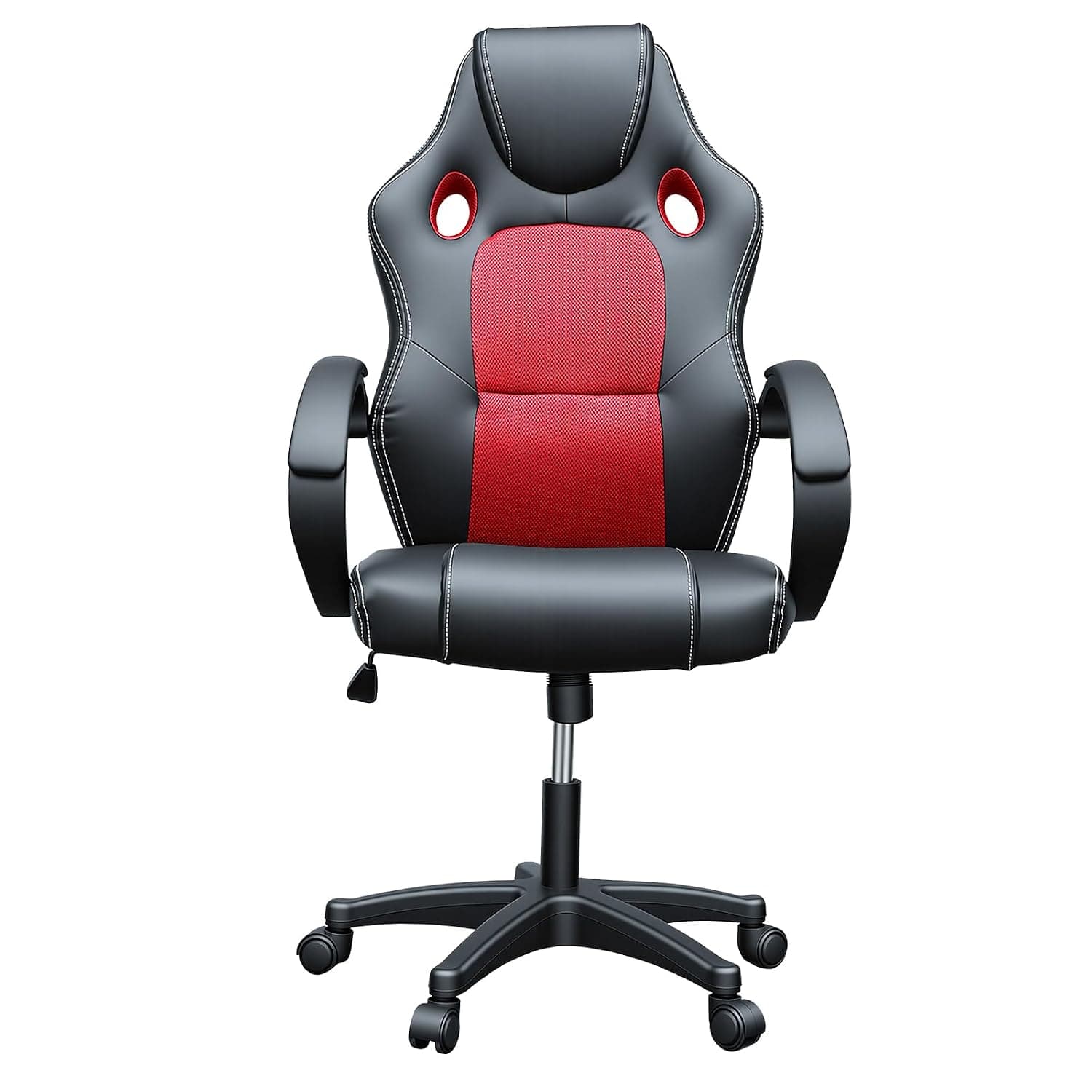Panana Racing Style Office Gaming Chair, PU Leather Desk Ergonomically Adjustable Sport Swivel Chair With Padded armrests (Red)