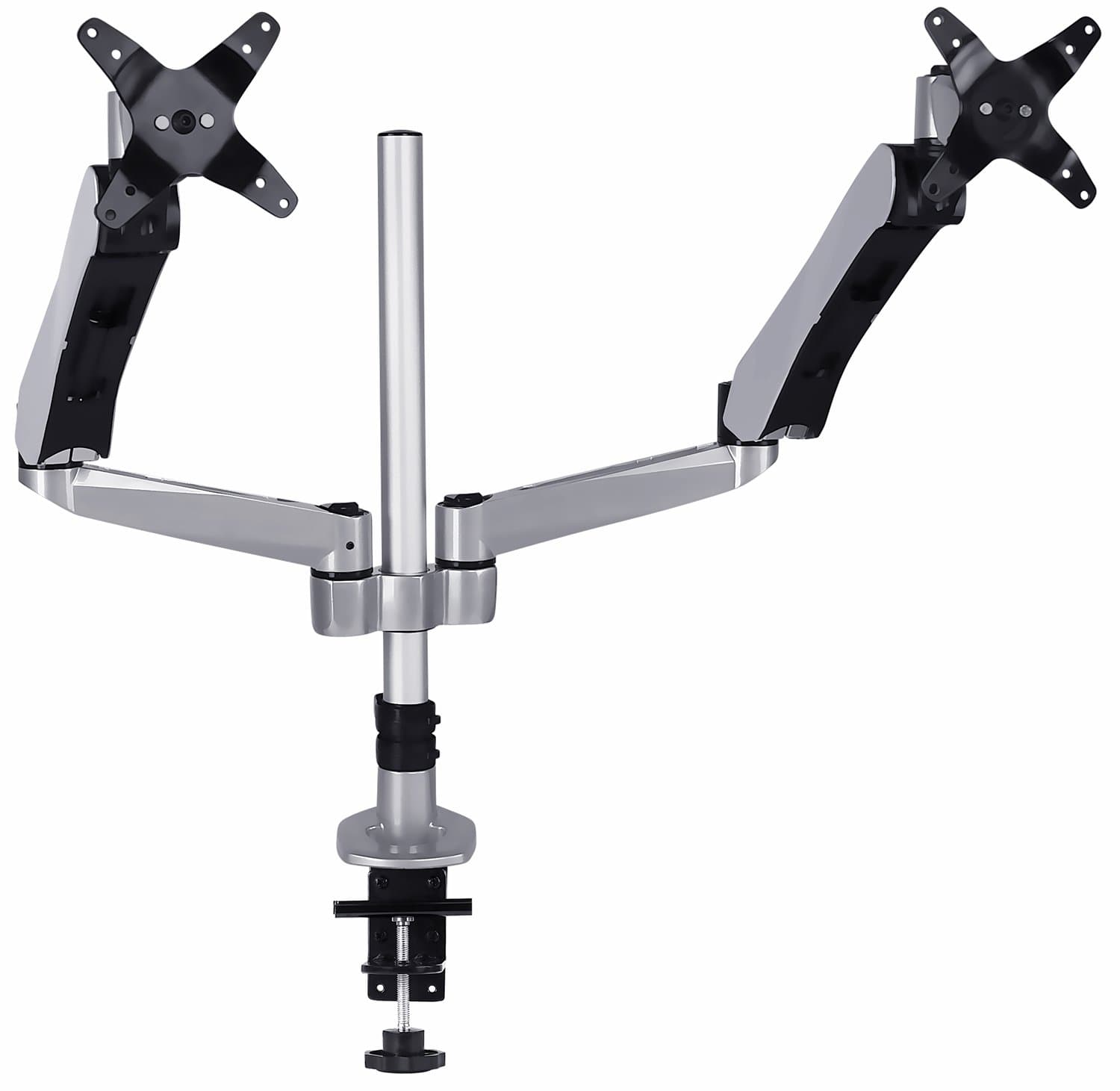 Mount-It! Dual Monitor Desk Mount Arm, Height Adjustable Gas Spring Arm, for 17-27 Inch LCD, LED Computer Monitors (13, 15, 17, 19, 20, 22, 23, 24, 26, 27), VESA 75, 100, Silver